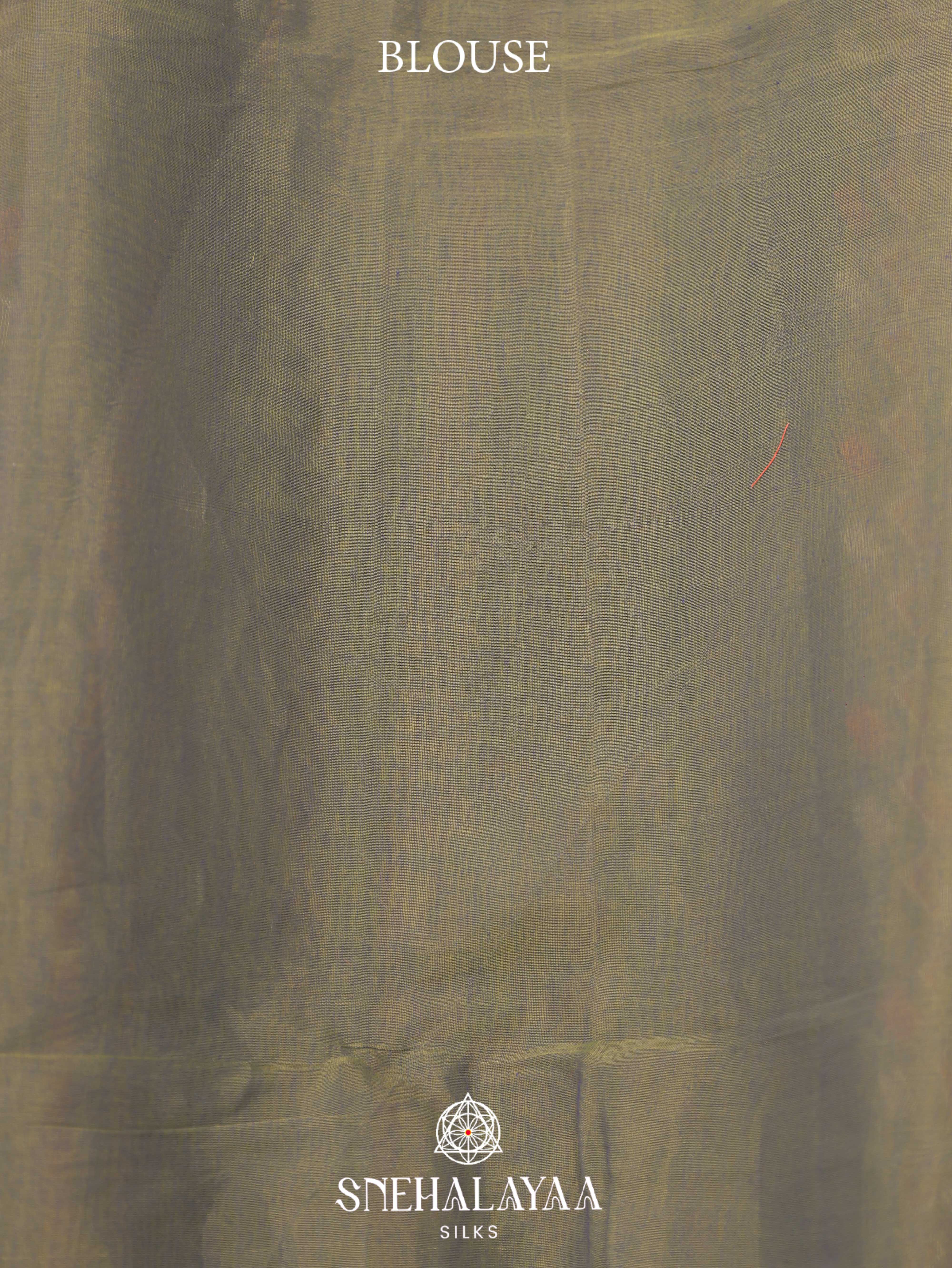 Olive Green Silk Cotton Saree
