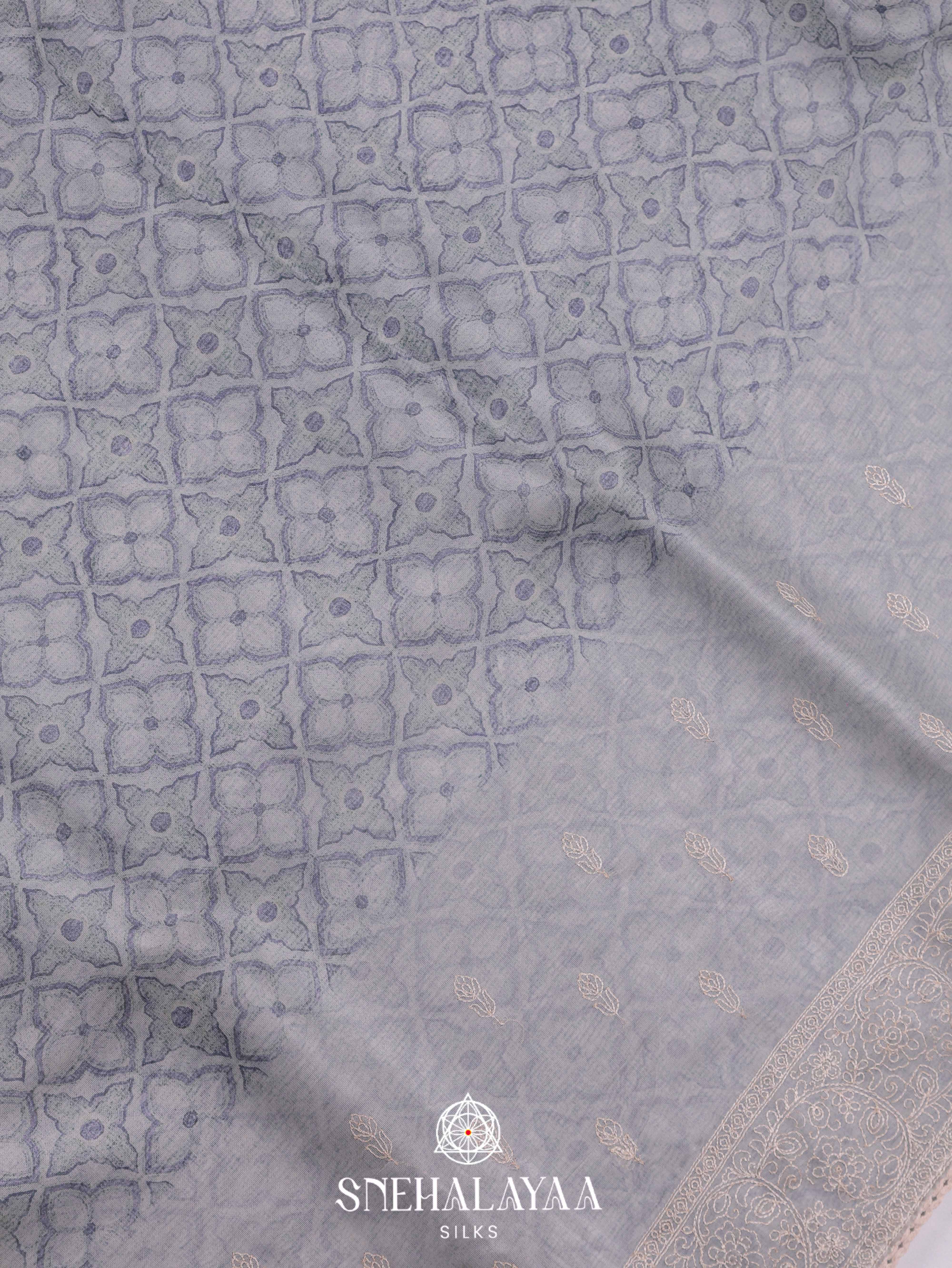 Grey  Linen Cotton Saree