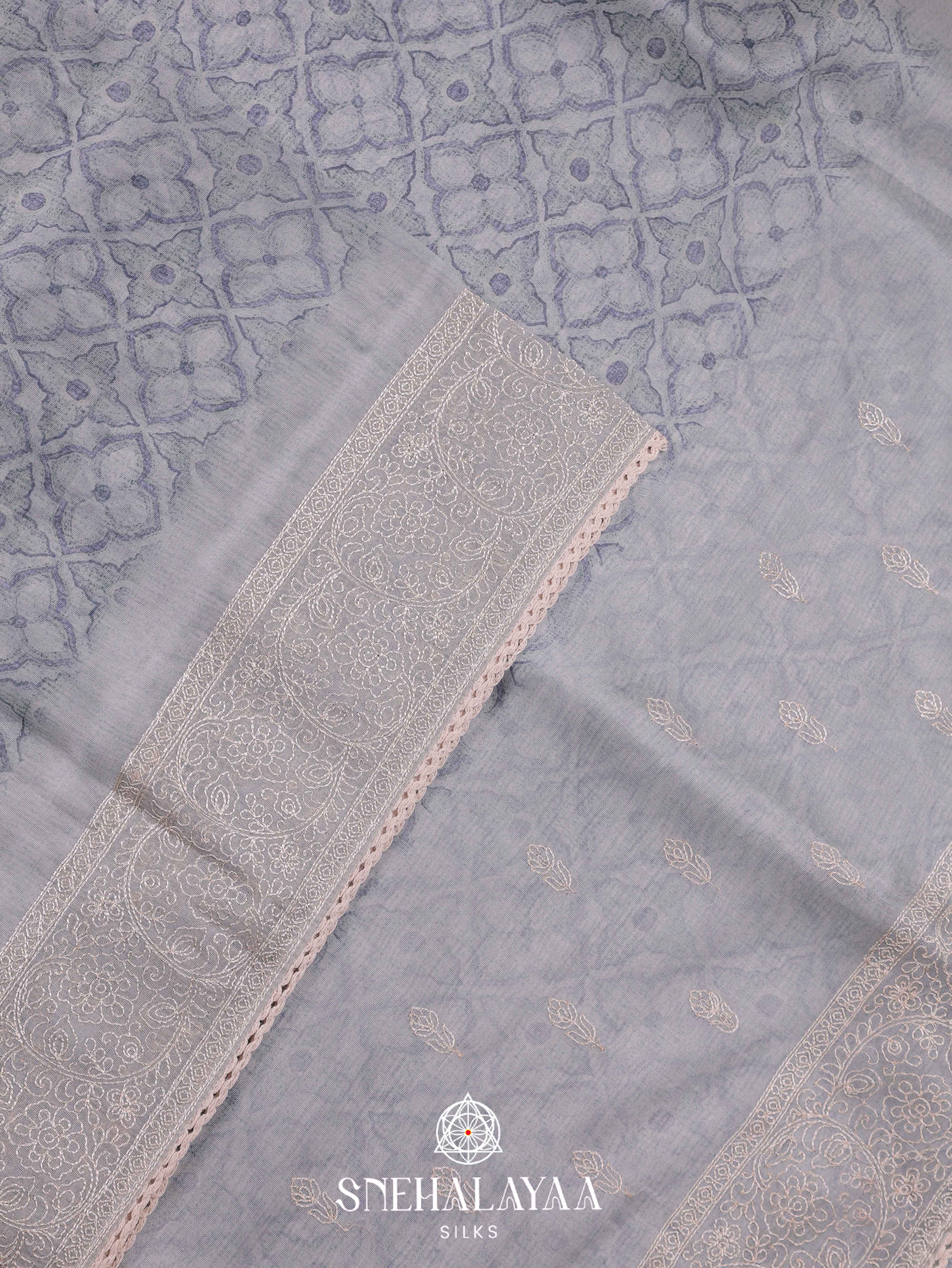 Grey  Linen Cotton Saree