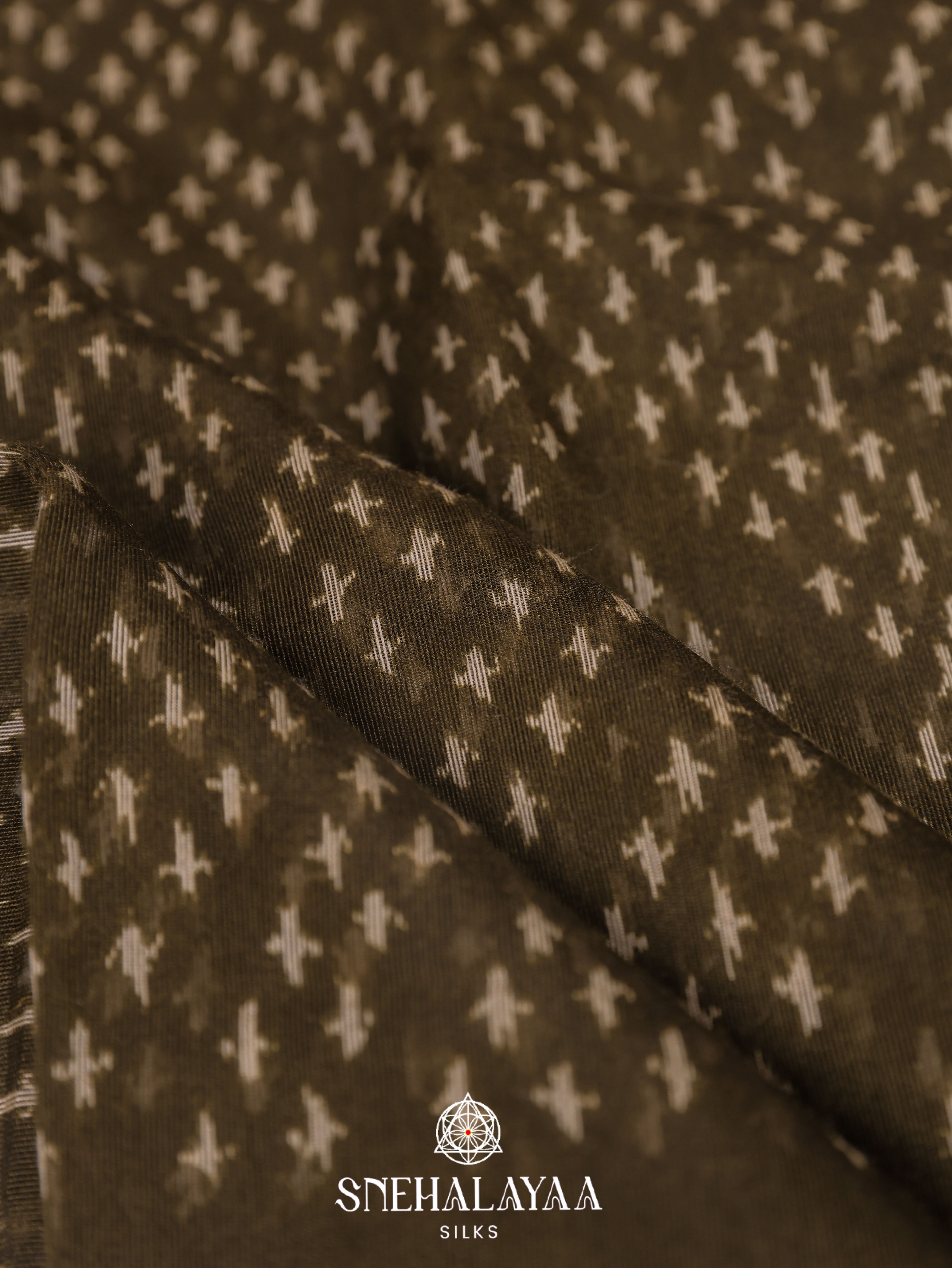 Olive Green Linen Saree