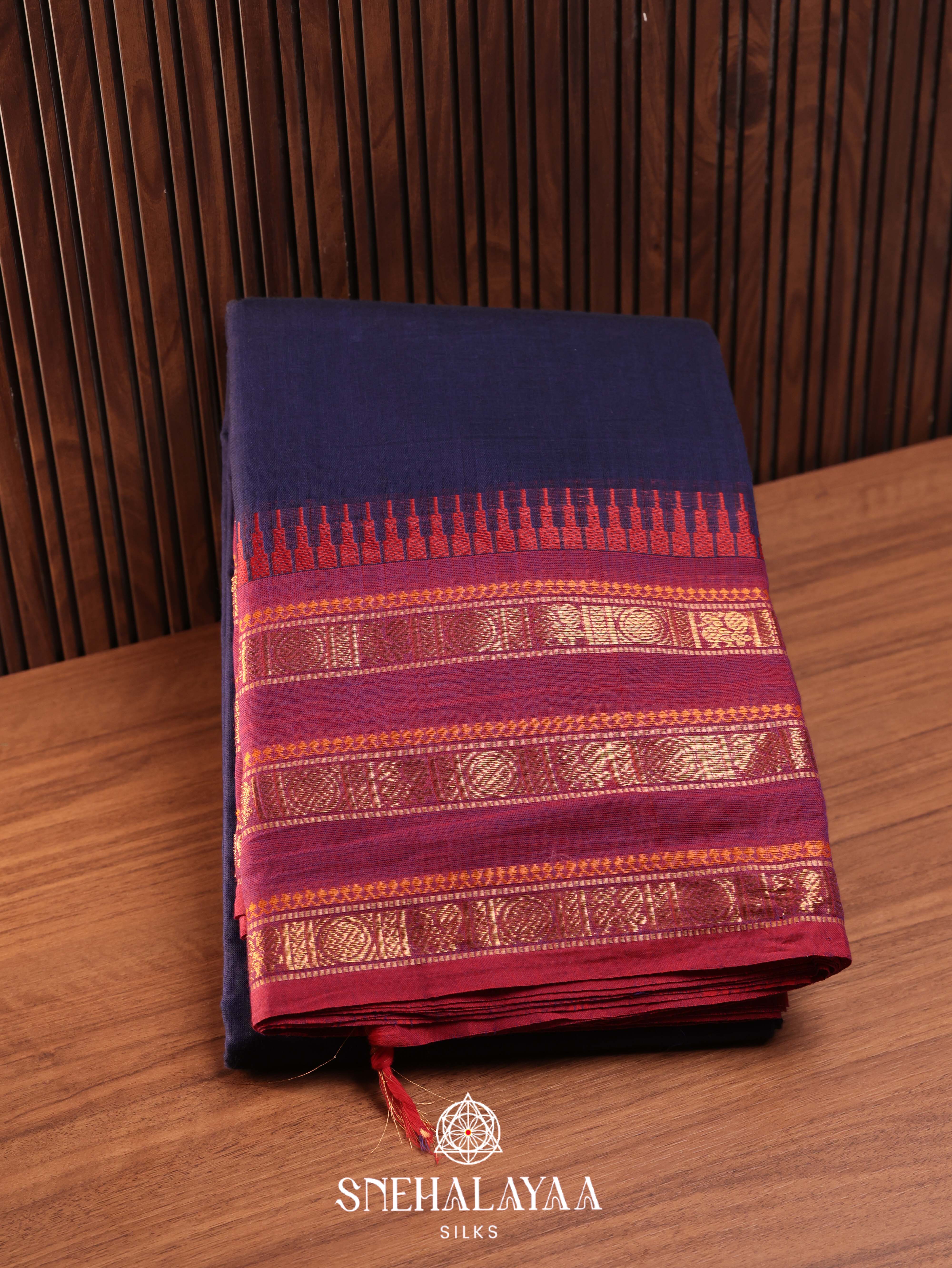 Blue  Chettinad Cotton Saree