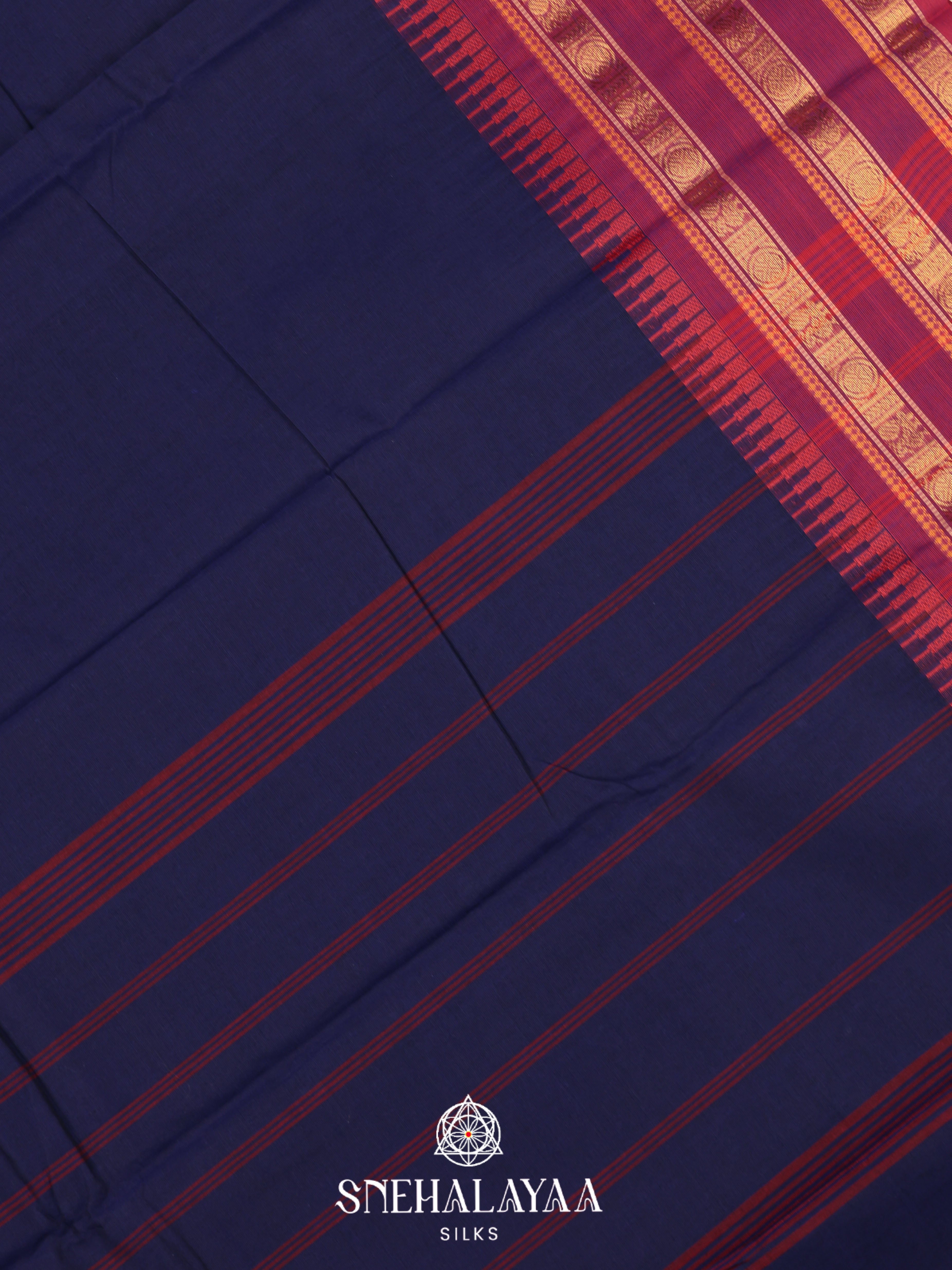 Blue  Chettinad Cotton Saree