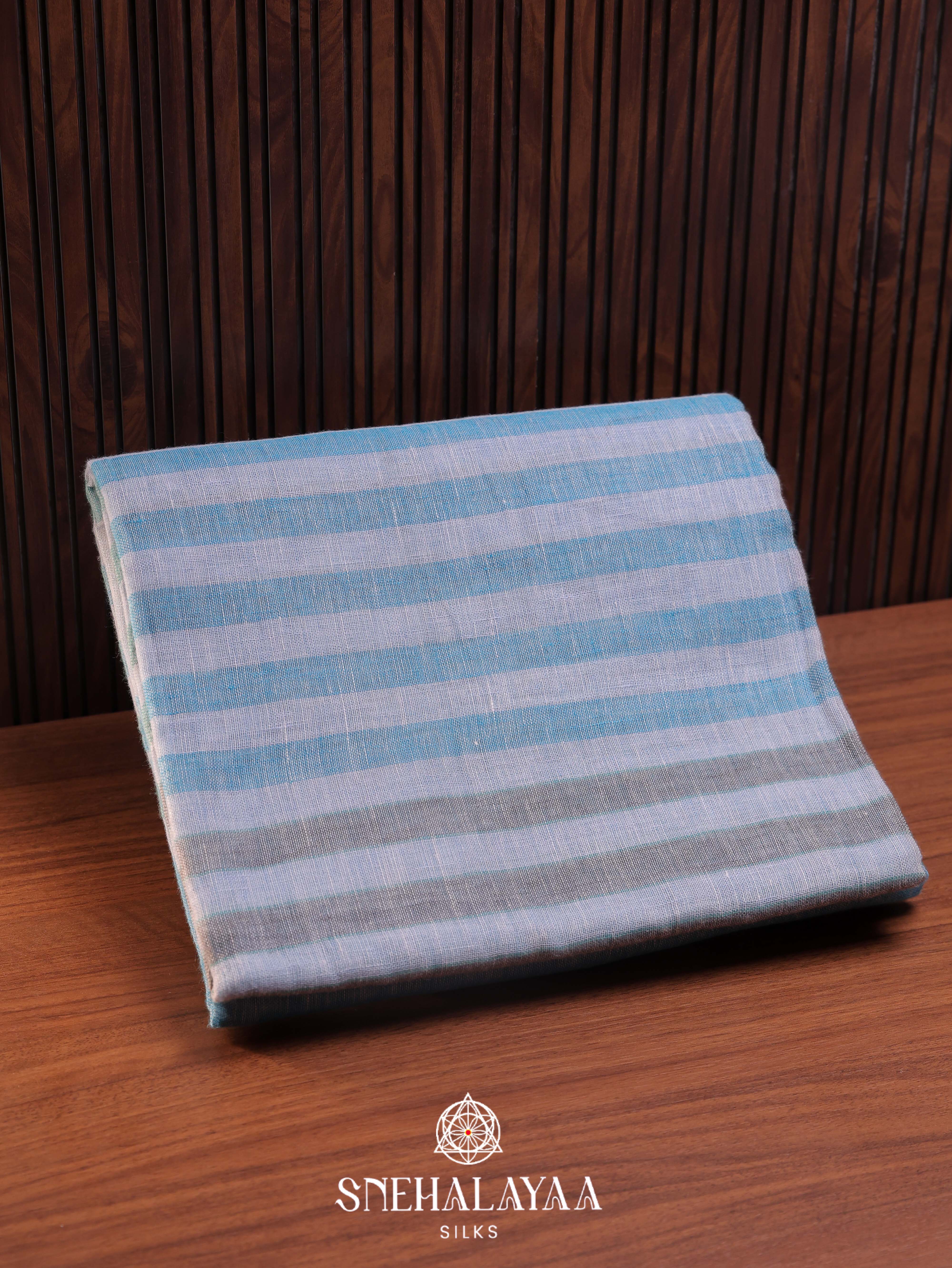 Blue Linen Cotton Saree