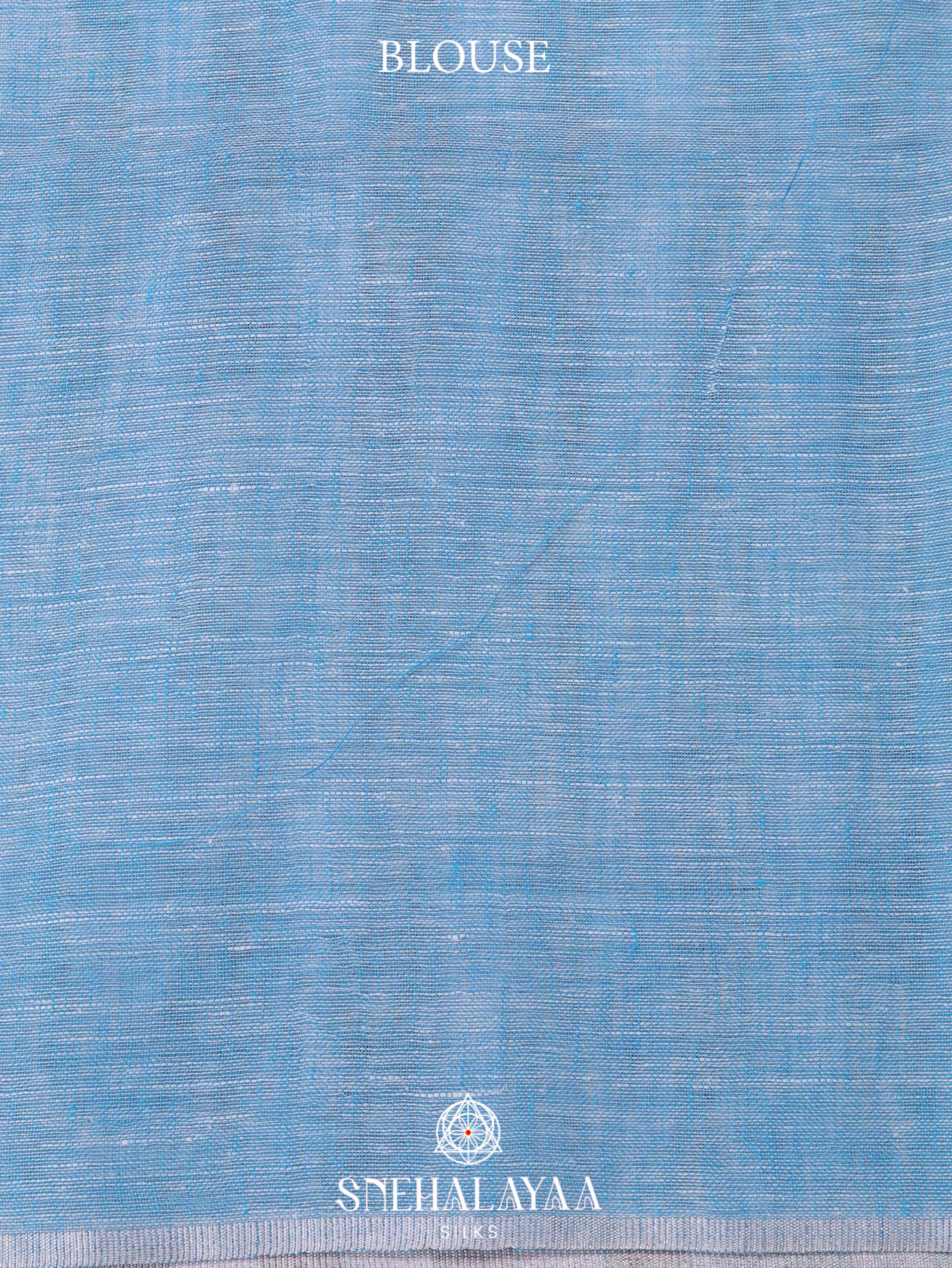 Blue Linen Cotton Saree