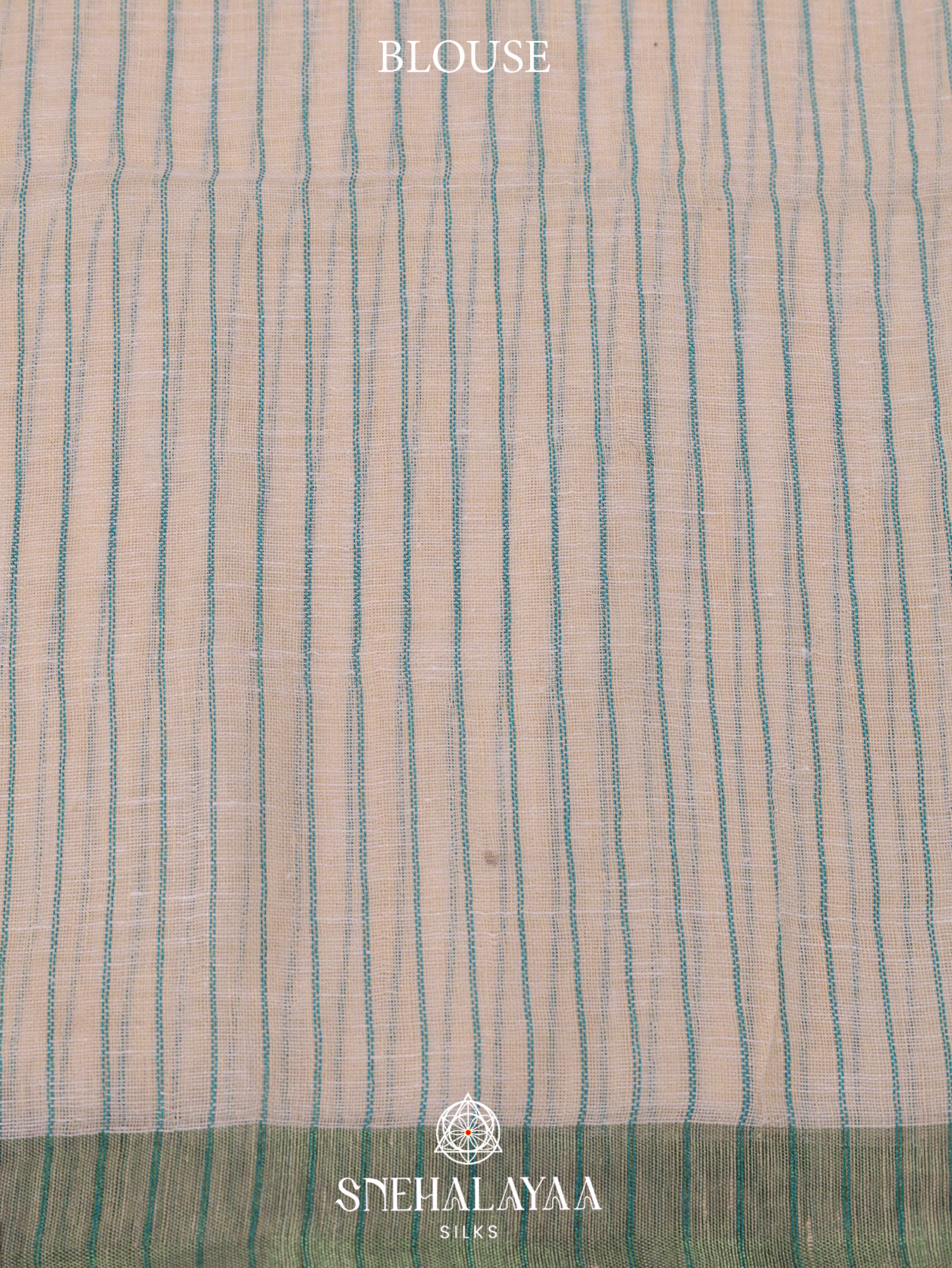 Beige  Linen Cotton Saree