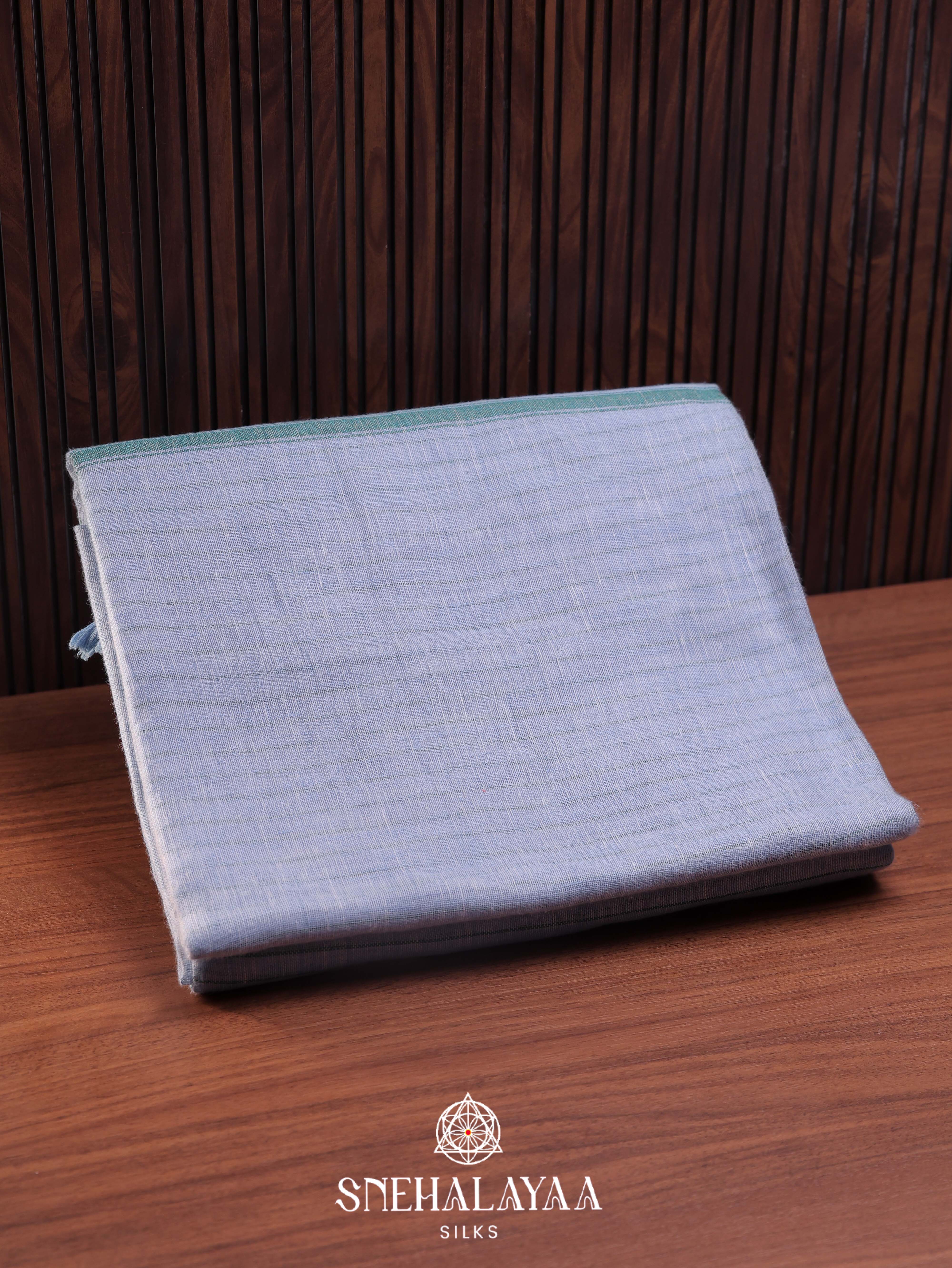 Blue Linen Cotton Saree