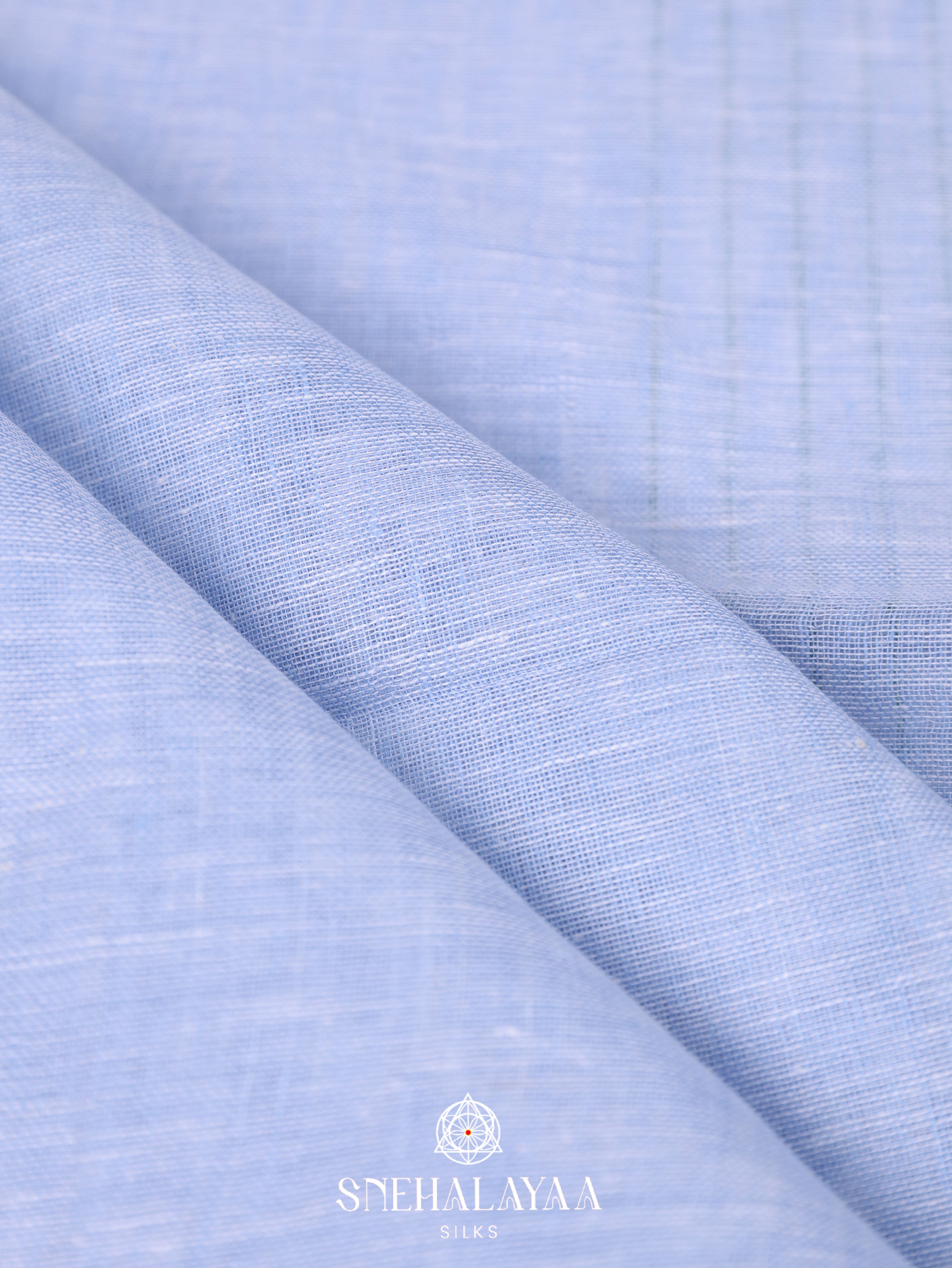 Blue Linen Cotton Saree