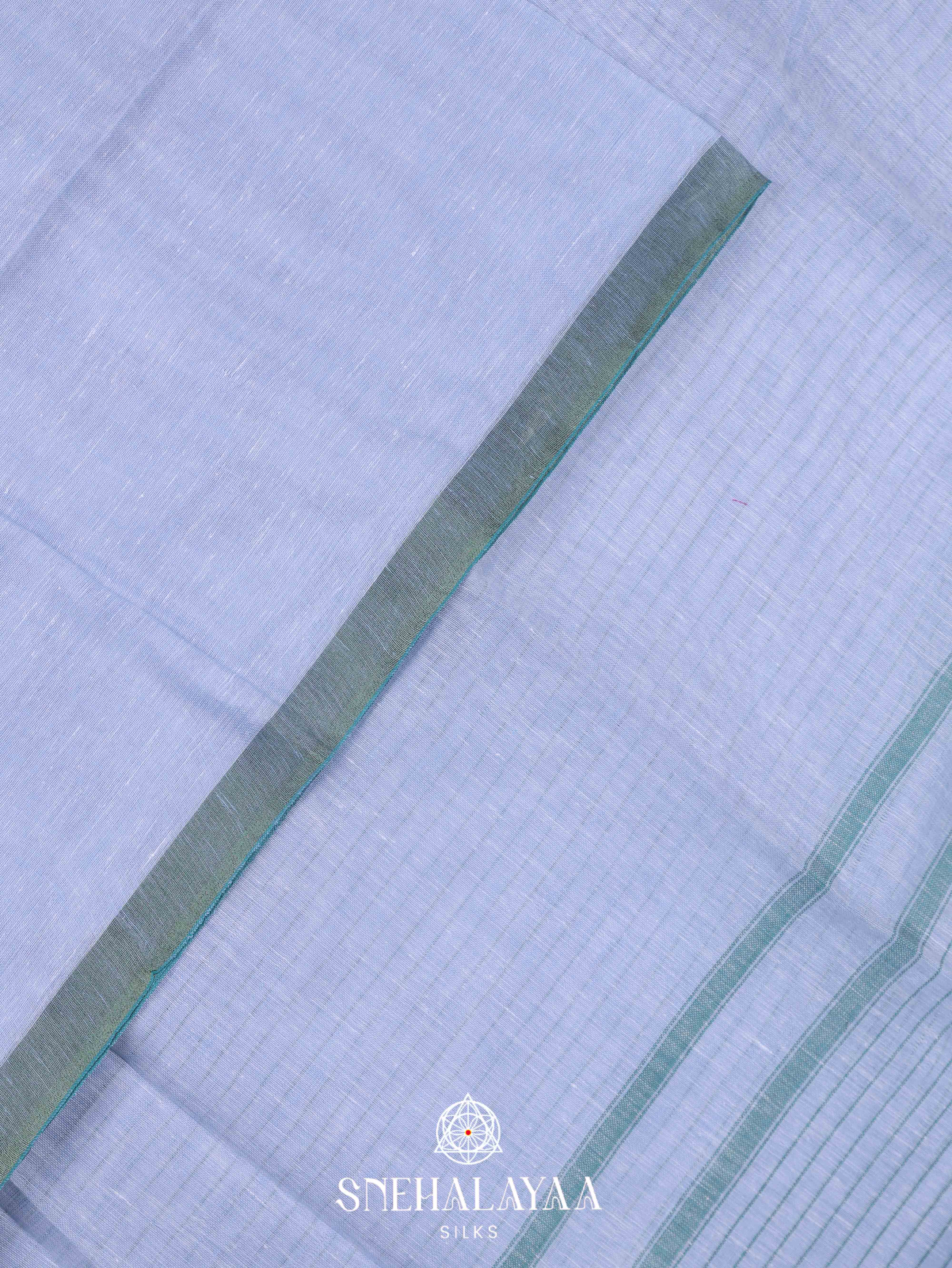 Blue Linen Cotton Saree
