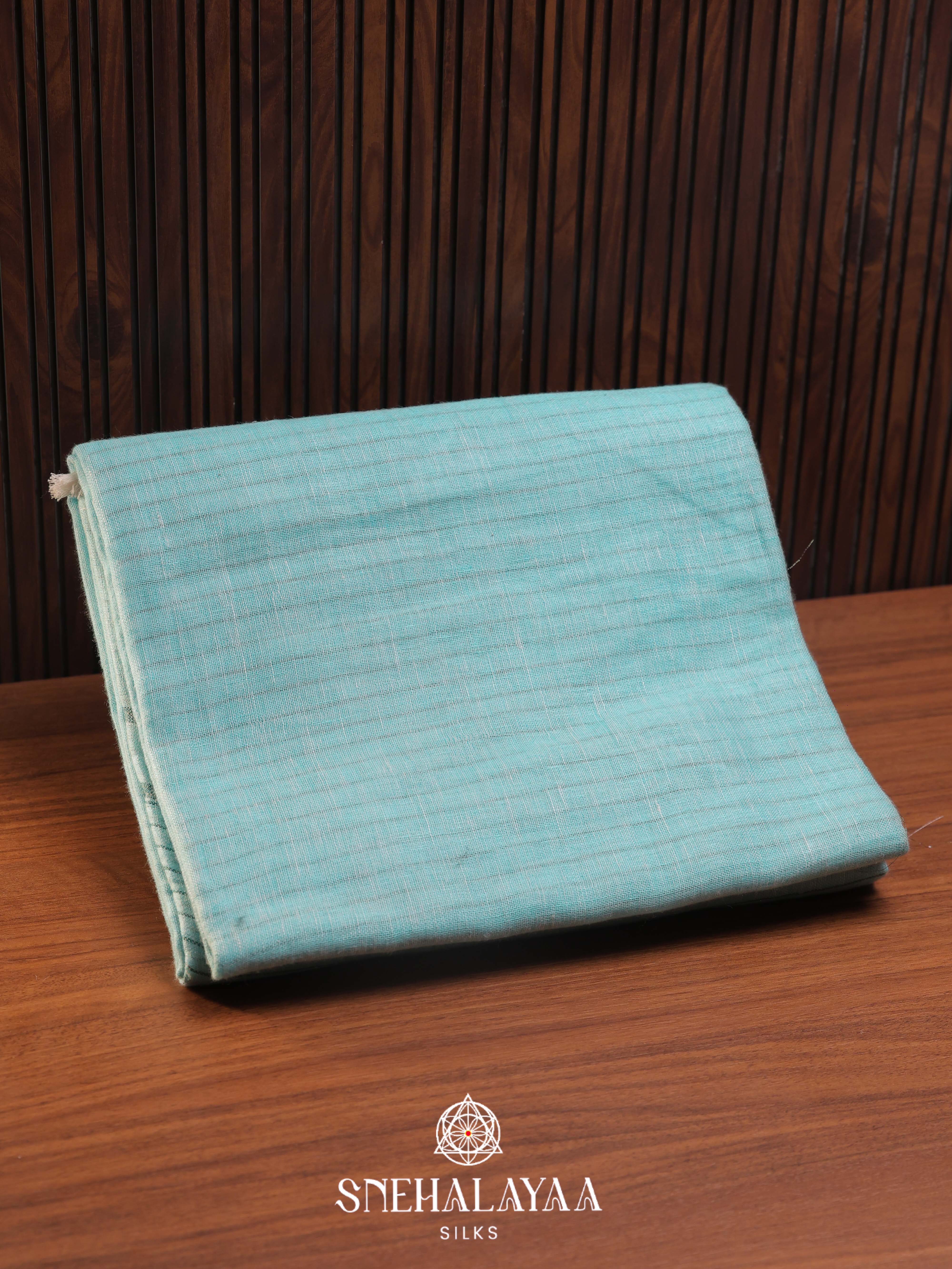 Sea Foam Green Linen Cotton Saree