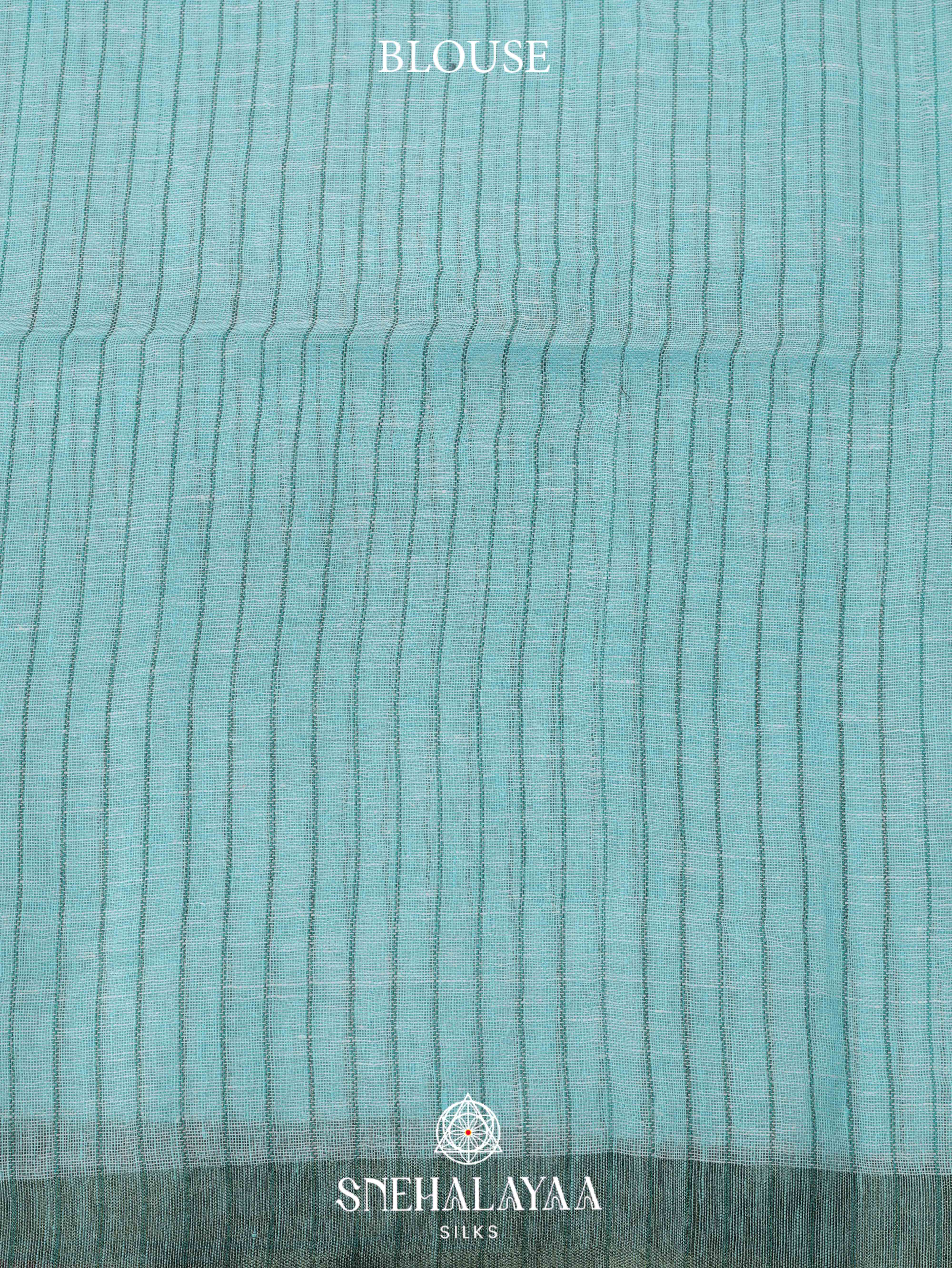 Sea Foam Green Linen Cotton Saree