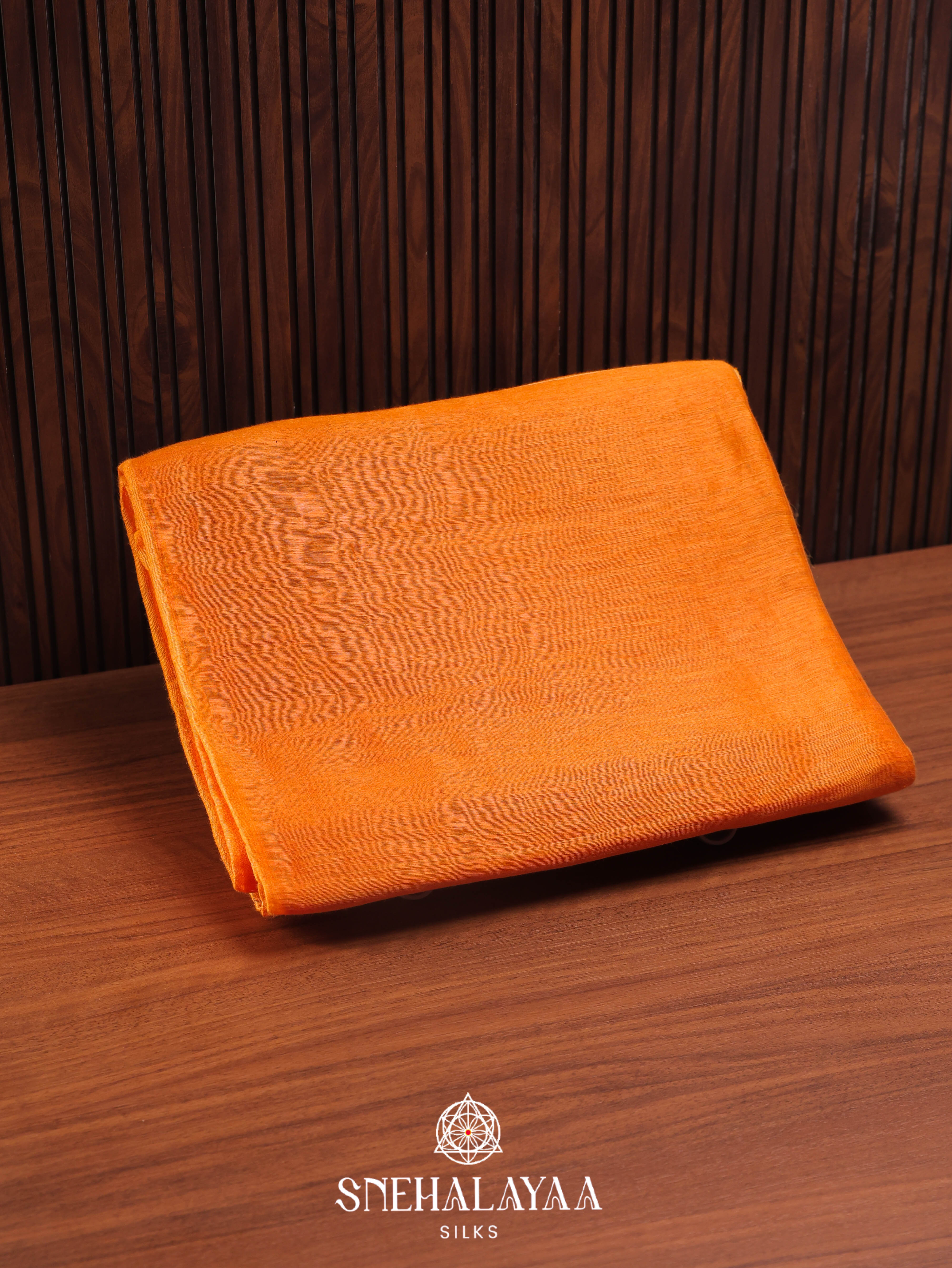 Orange Linen Cotton Saree