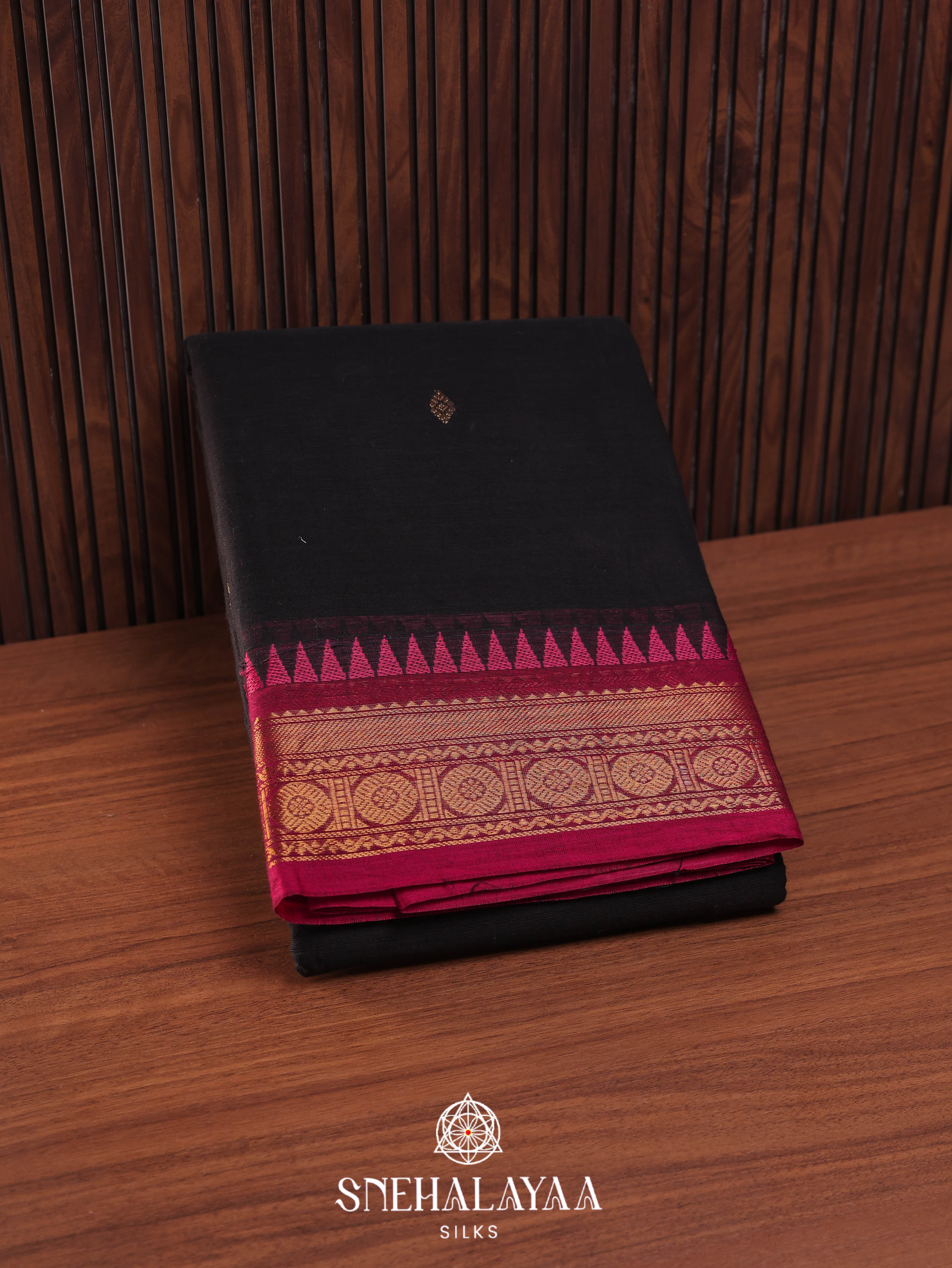 Black Kanchi Cotton Saree
