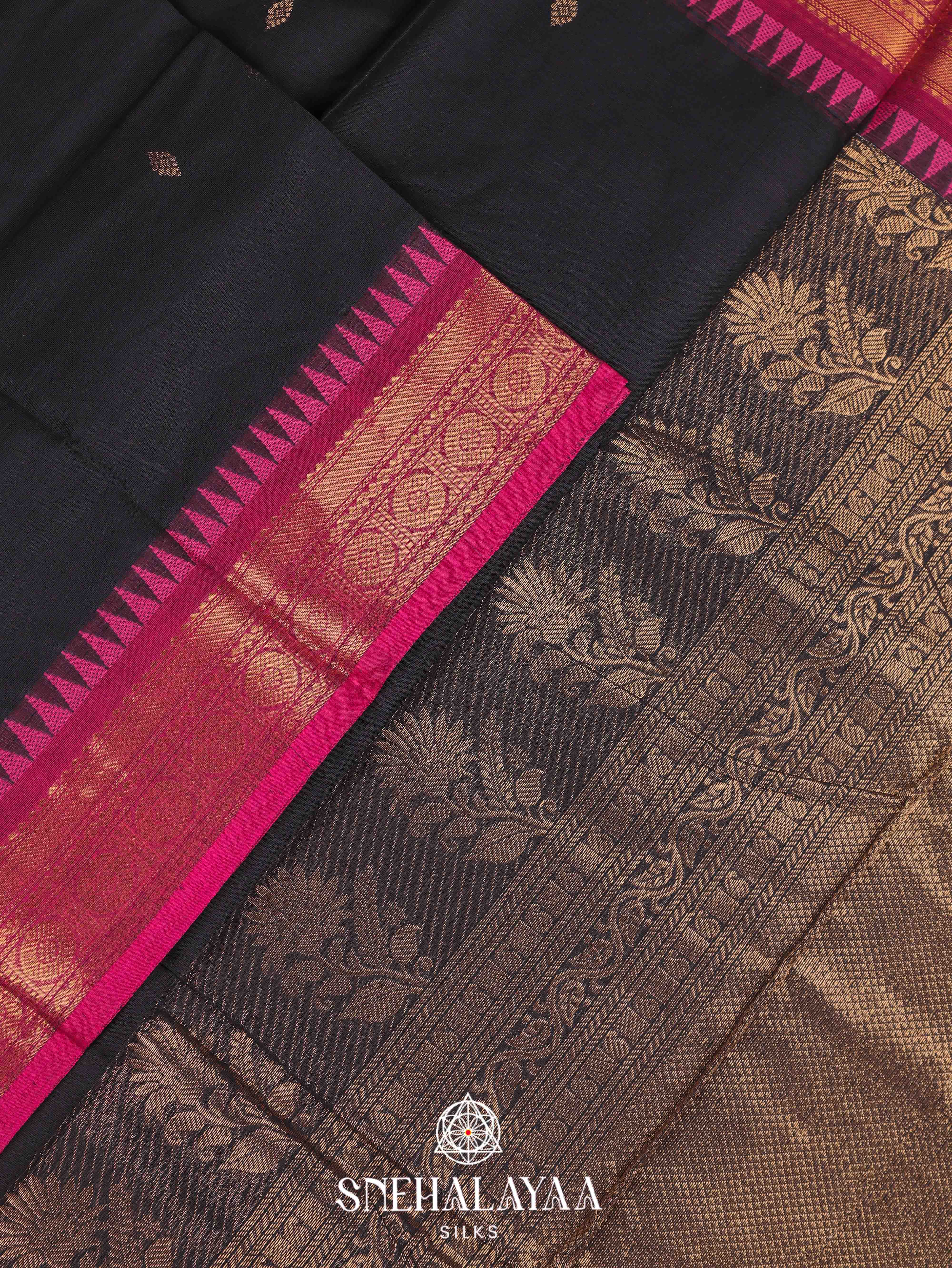 Black Kanchi Cotton Saree