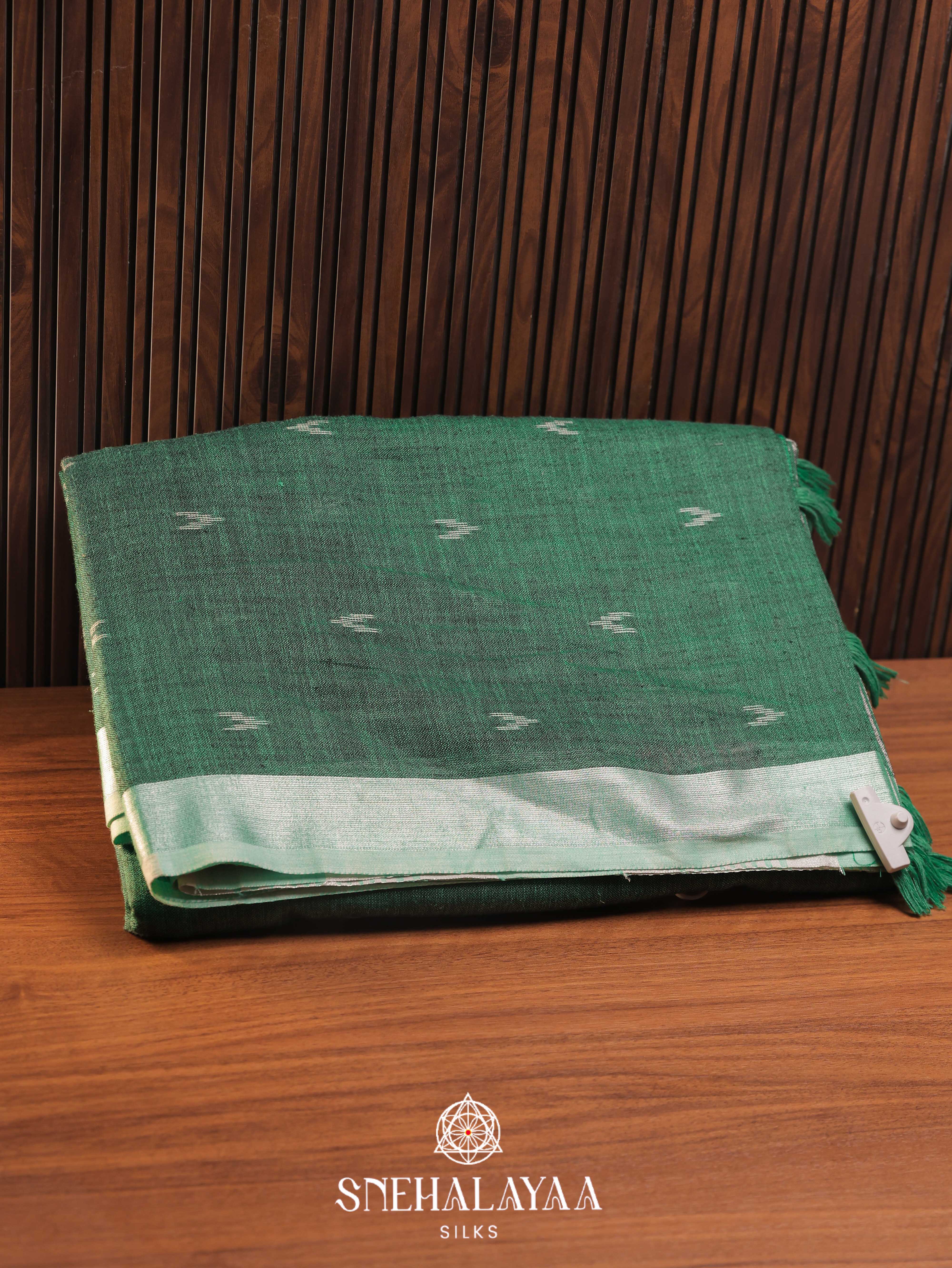 Green Linen Cotton Saree