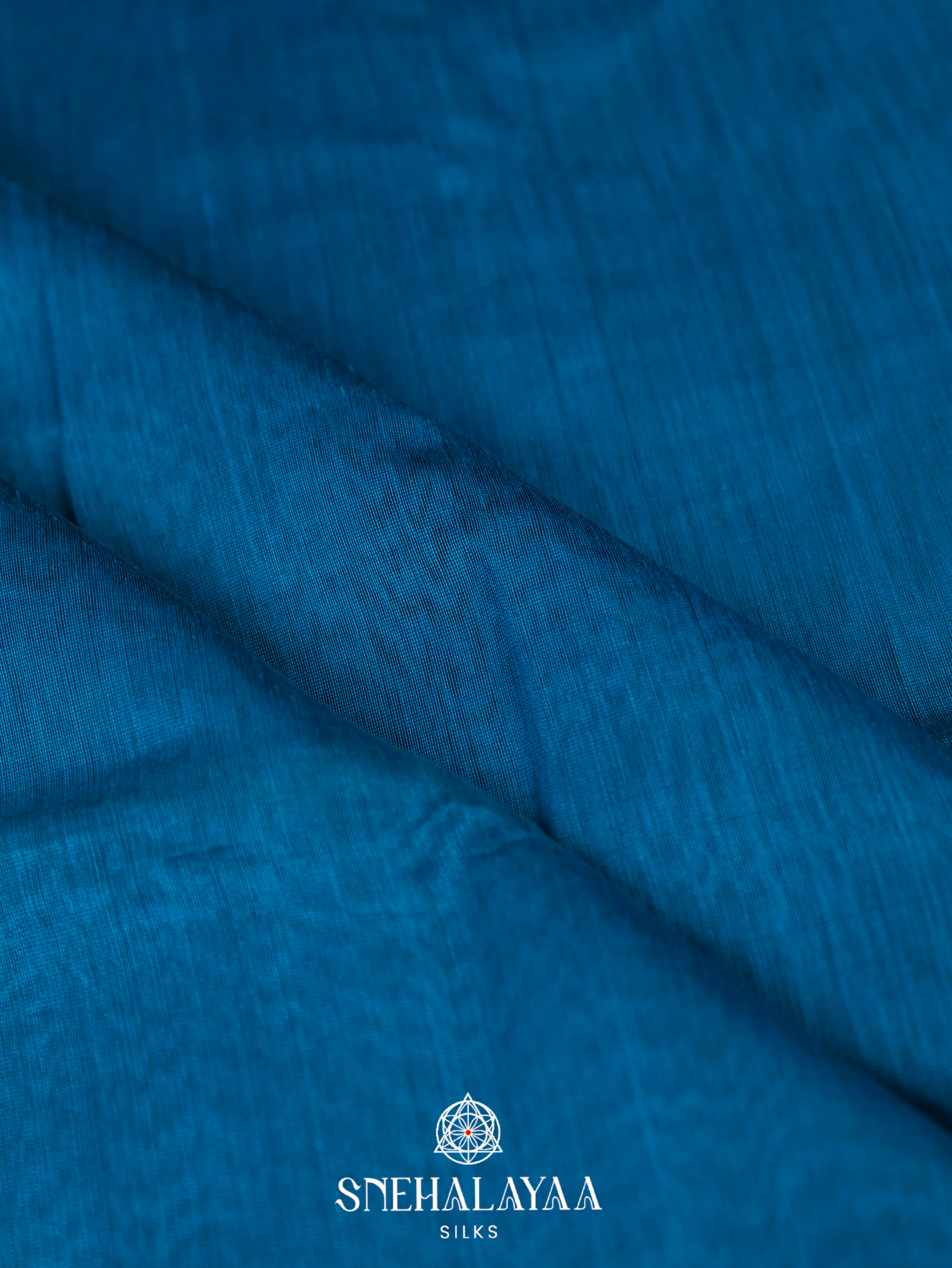 Peacock Blue Maheshwari Silk Cotton Saree