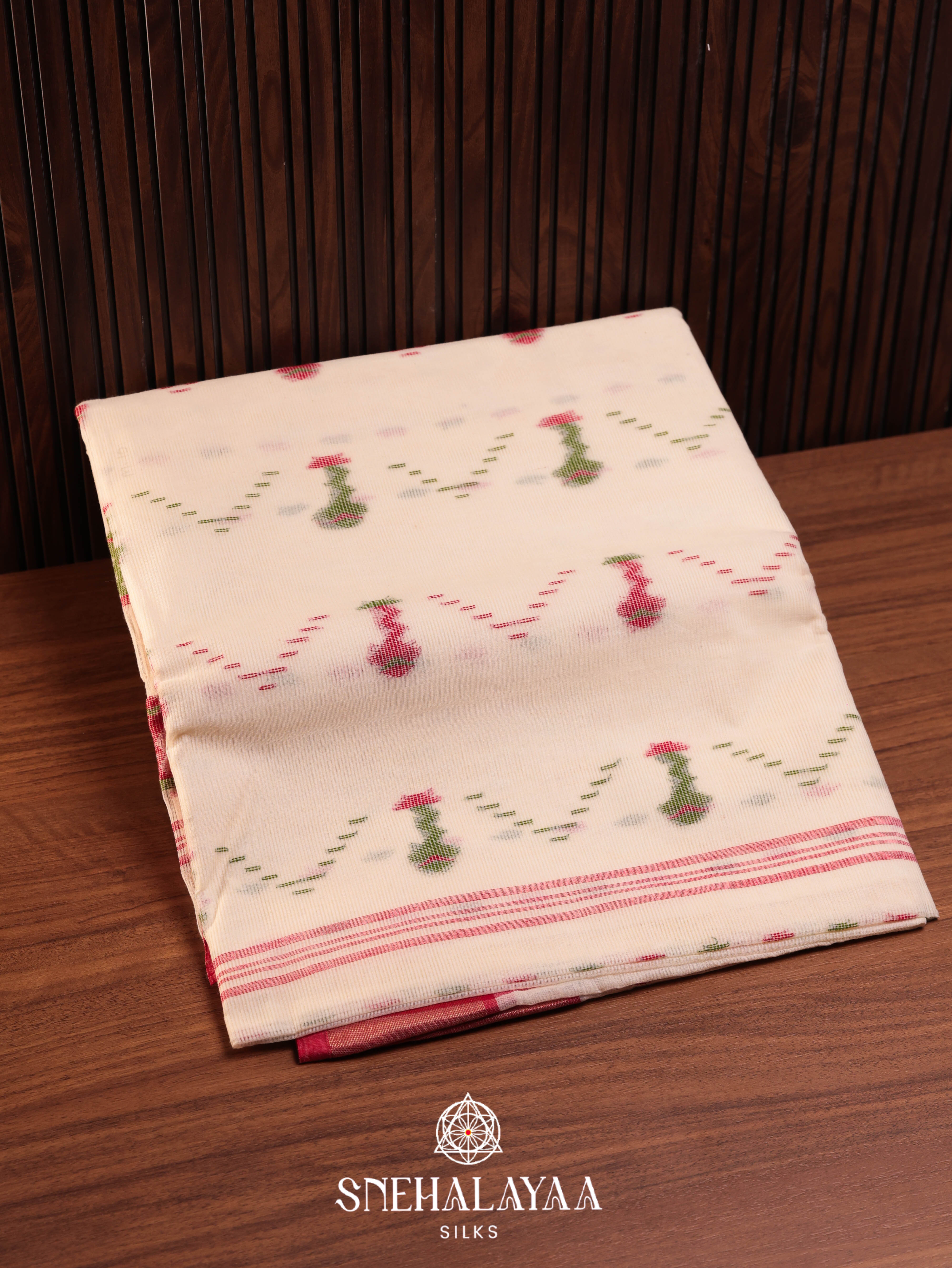 Beige Bengal Cotton Saree