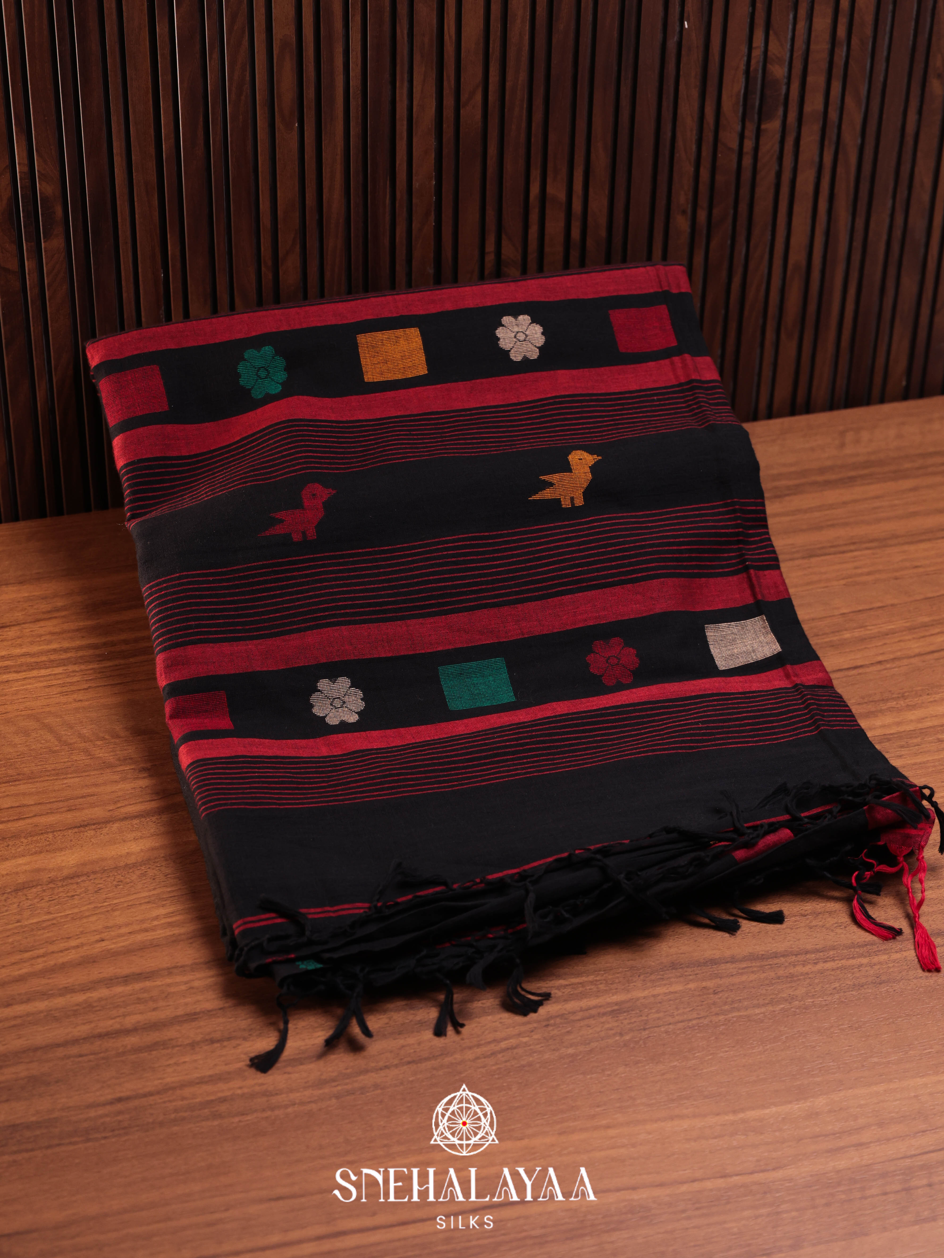 Black Bengal Cotton Saree