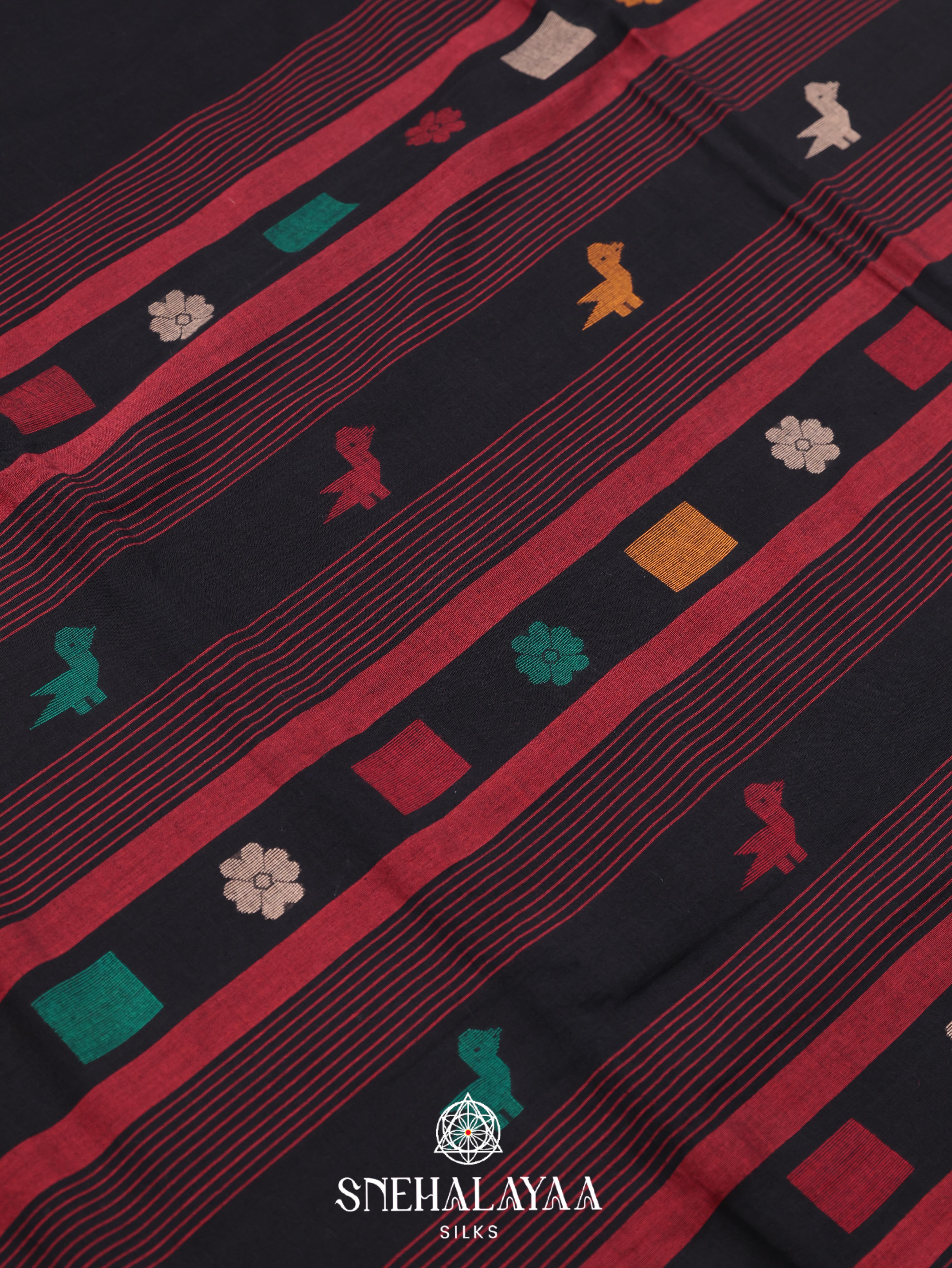 Black Bengal Cotton Saree