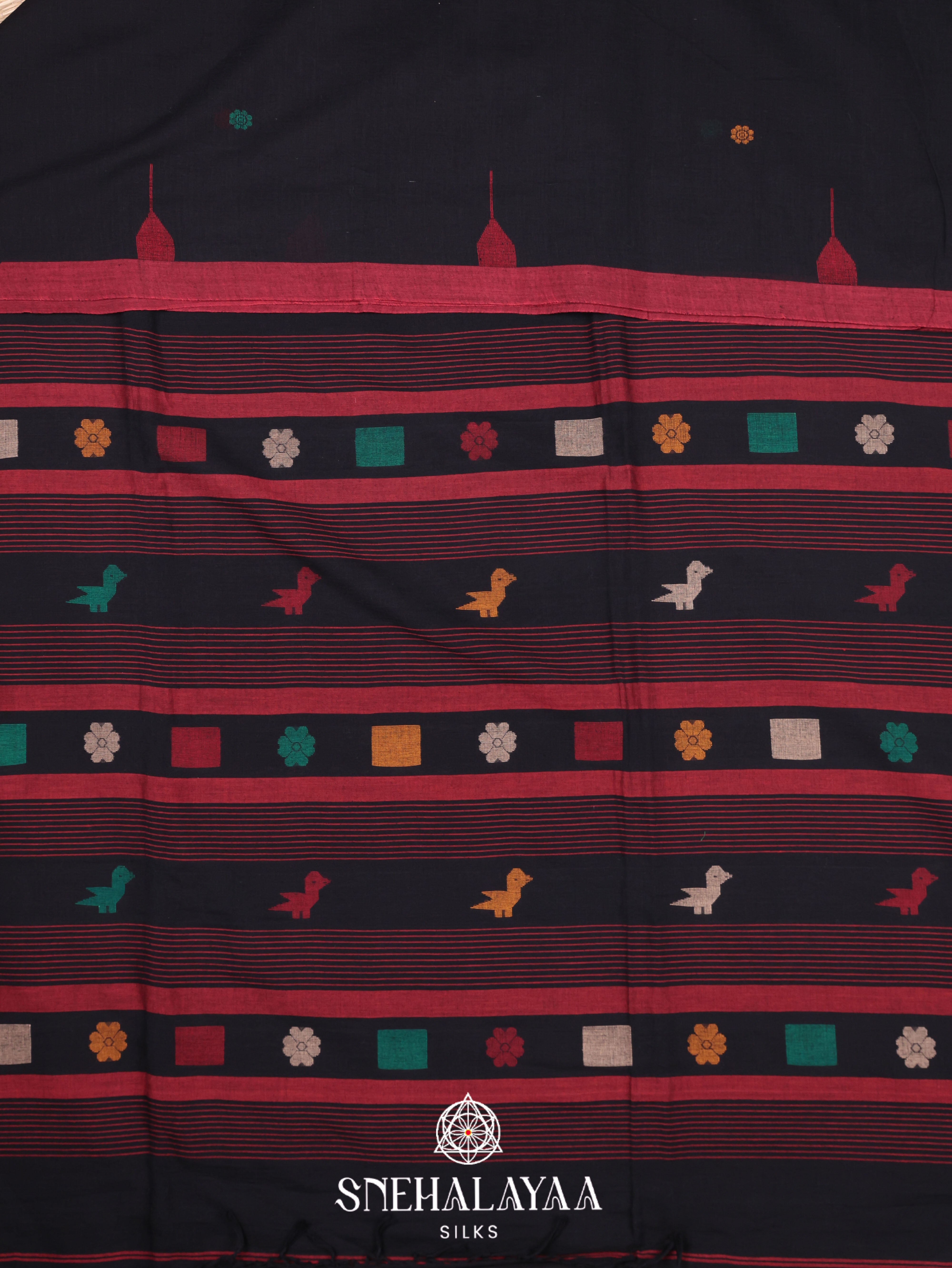 Black Bengal Cotton Saree