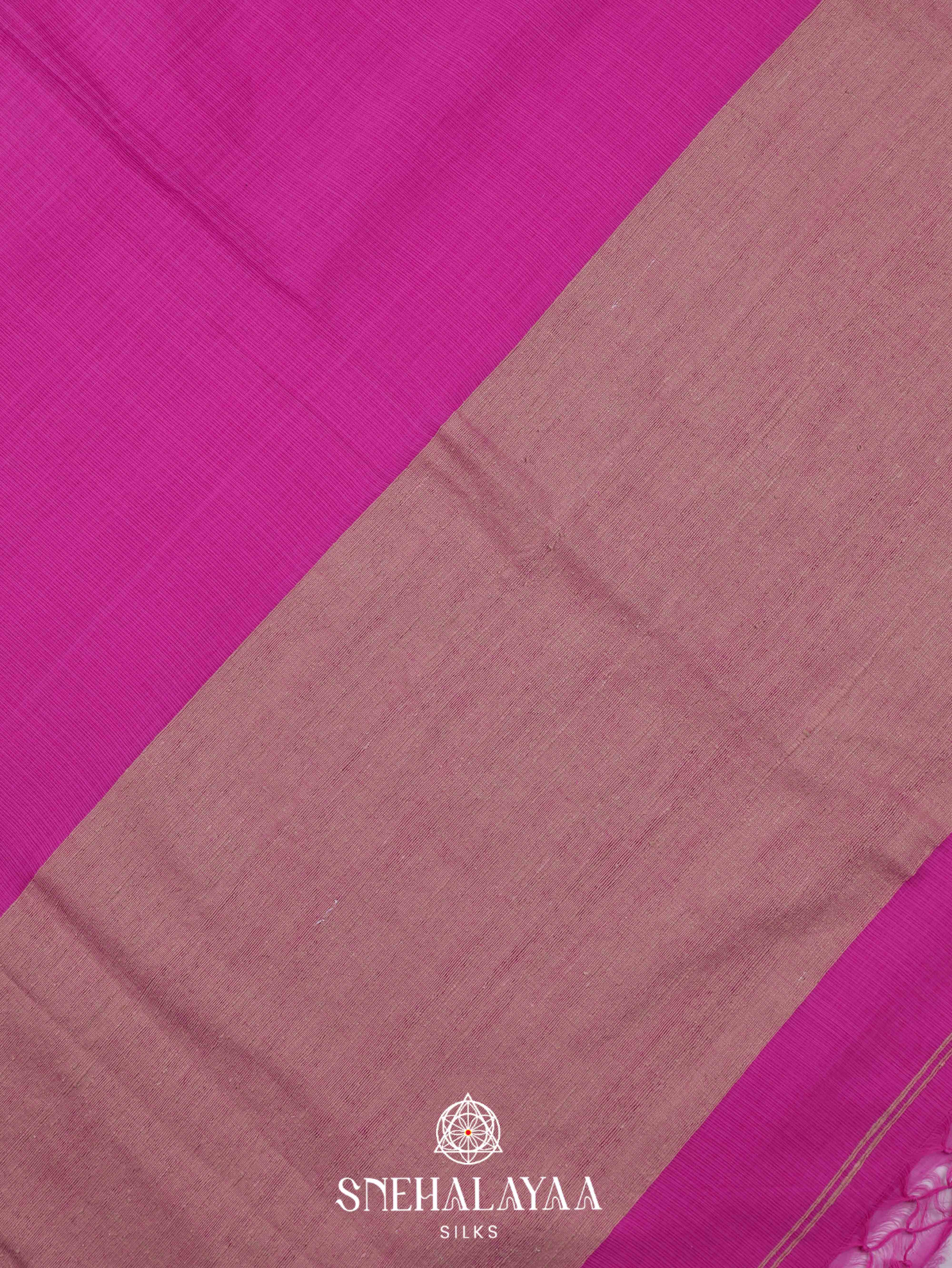 Pink Khadi Cotton Saree