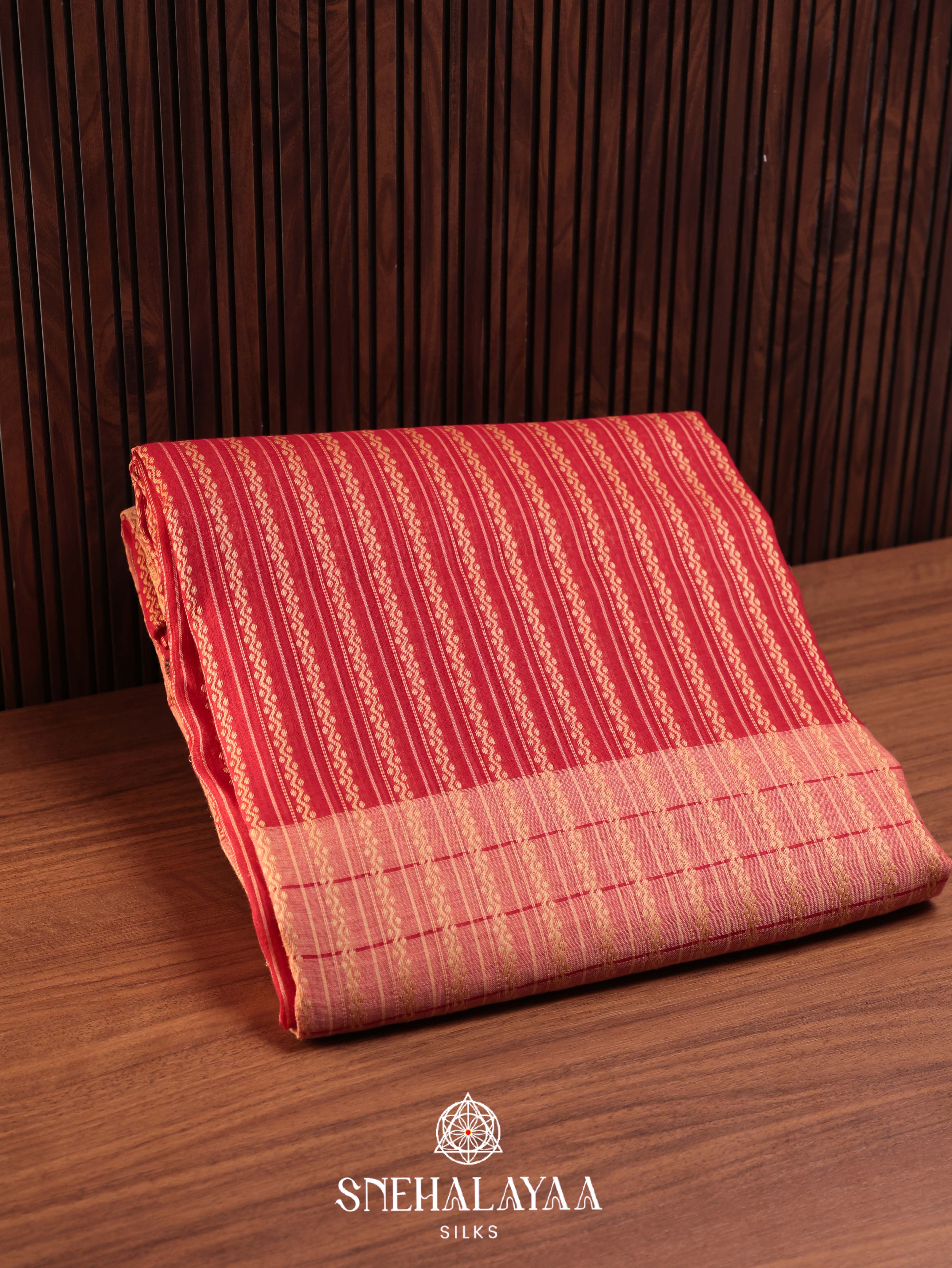 Red Bengal Cotton Saree