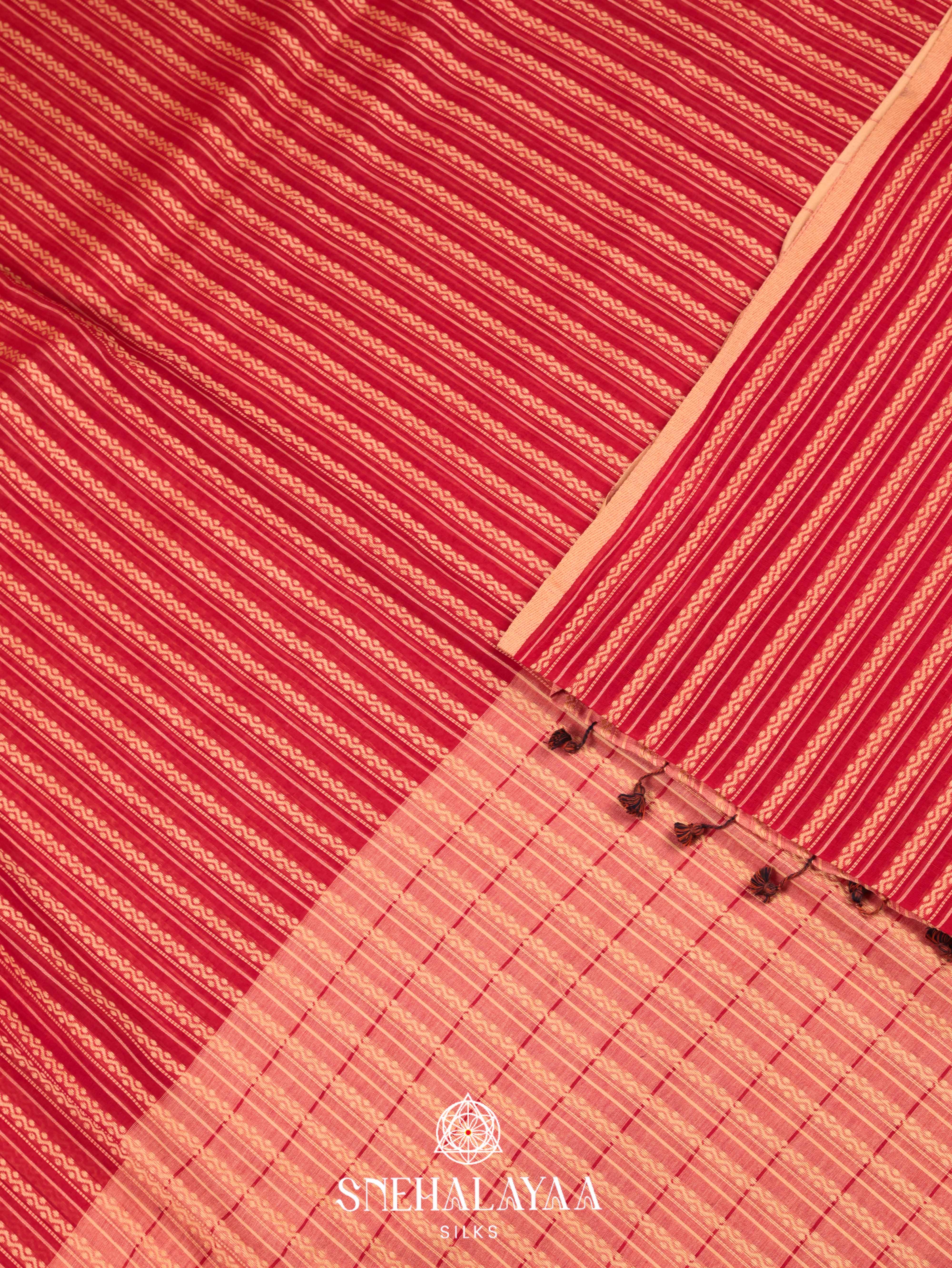 Red Bengal Cotton Saree
