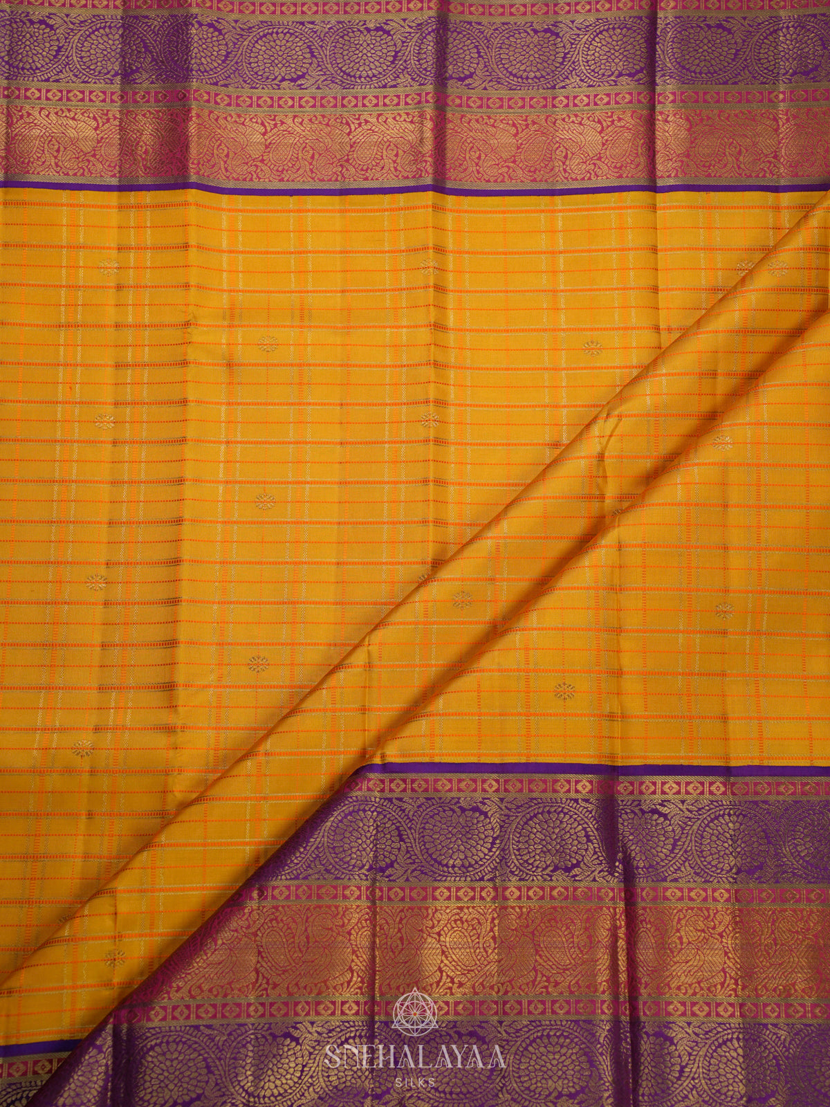 Mustard Yellow Kanjivaram Silk Saree