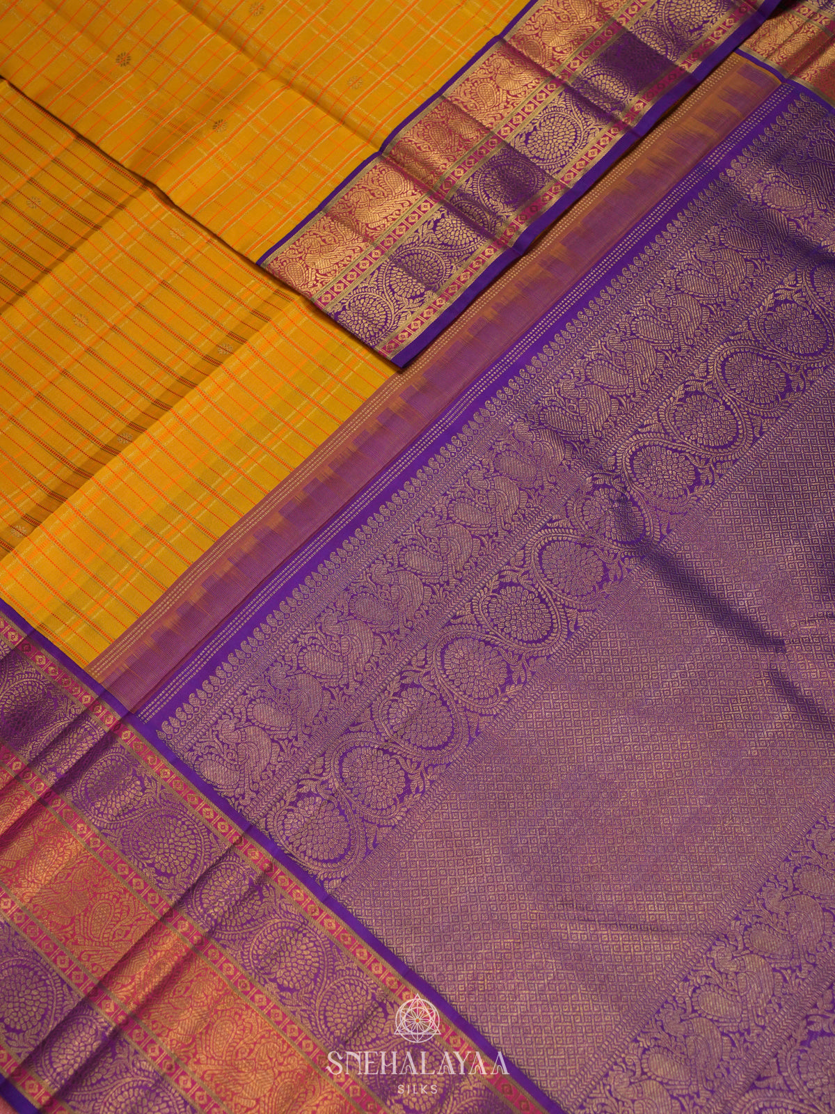 Mustard Yellow Kanjivaram Silk Saree