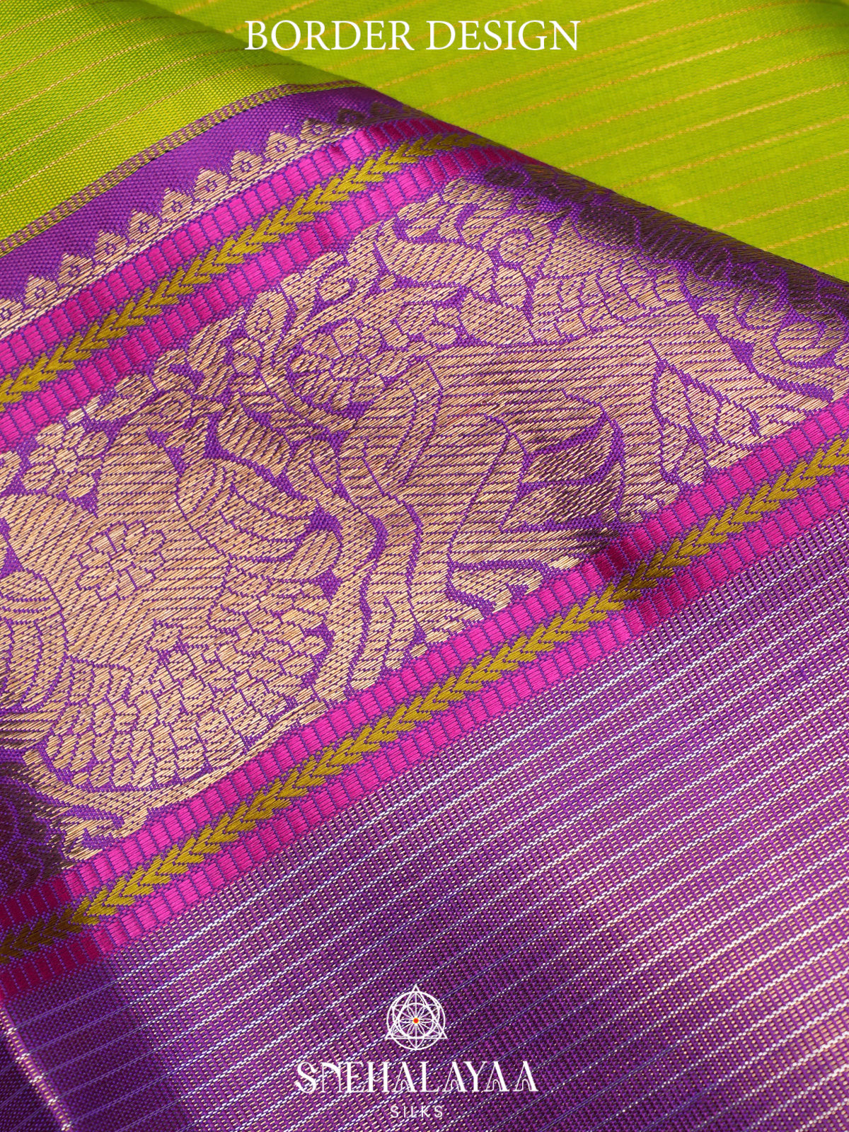 Lime Green Kanjivaram Silk Saree
