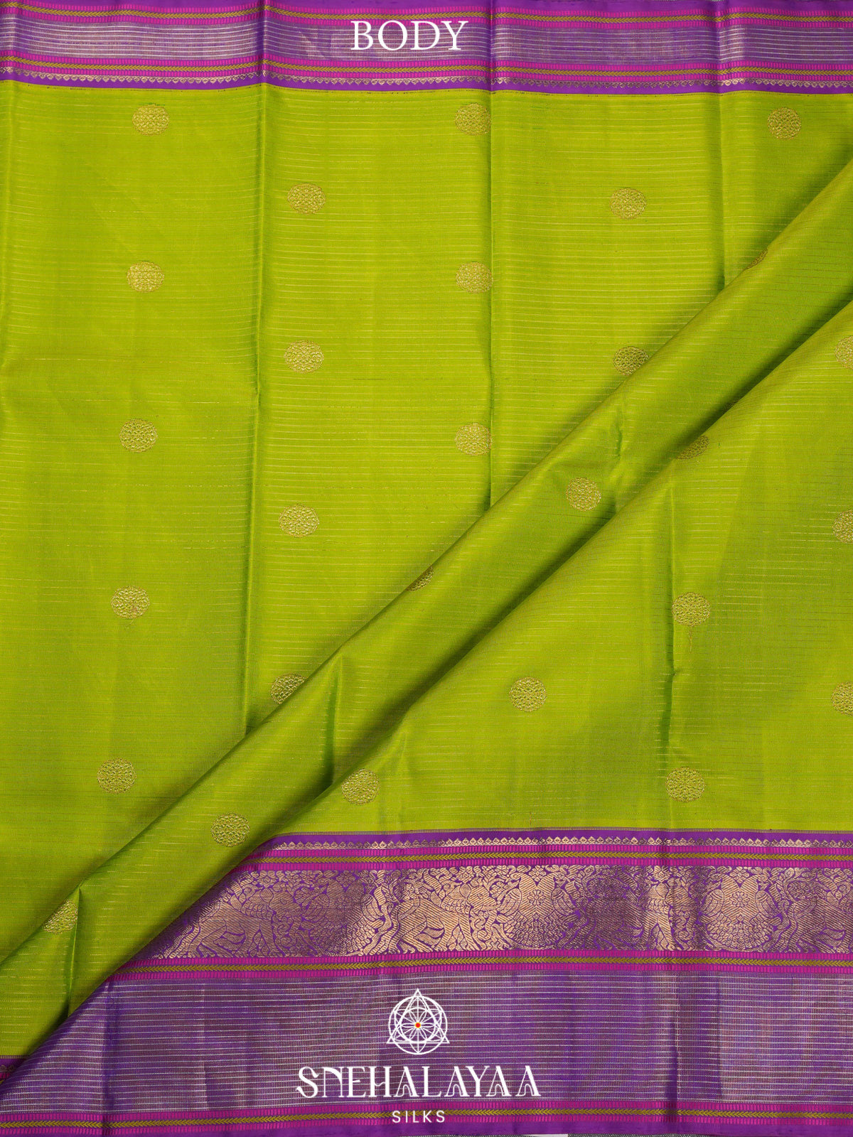 Lime Green Kanjivaram Silk Saree