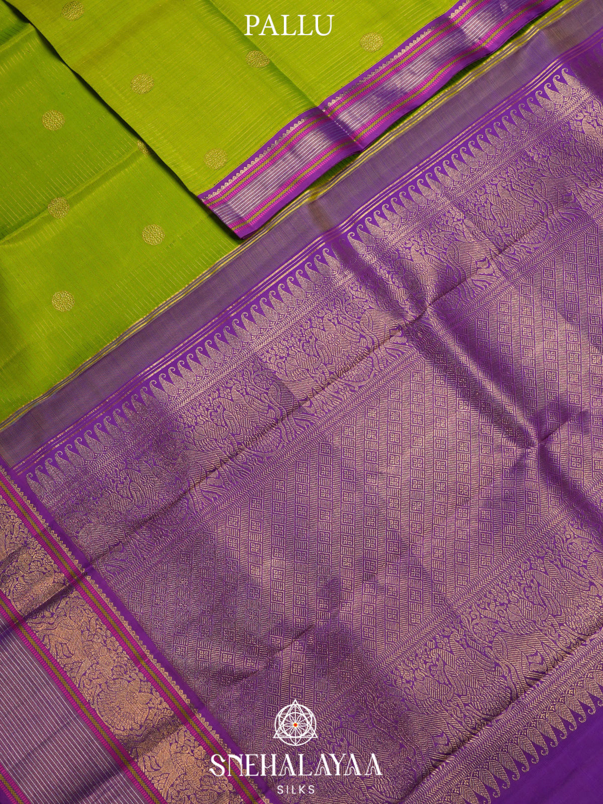 Lime Green Kanjivaram Silk Saree