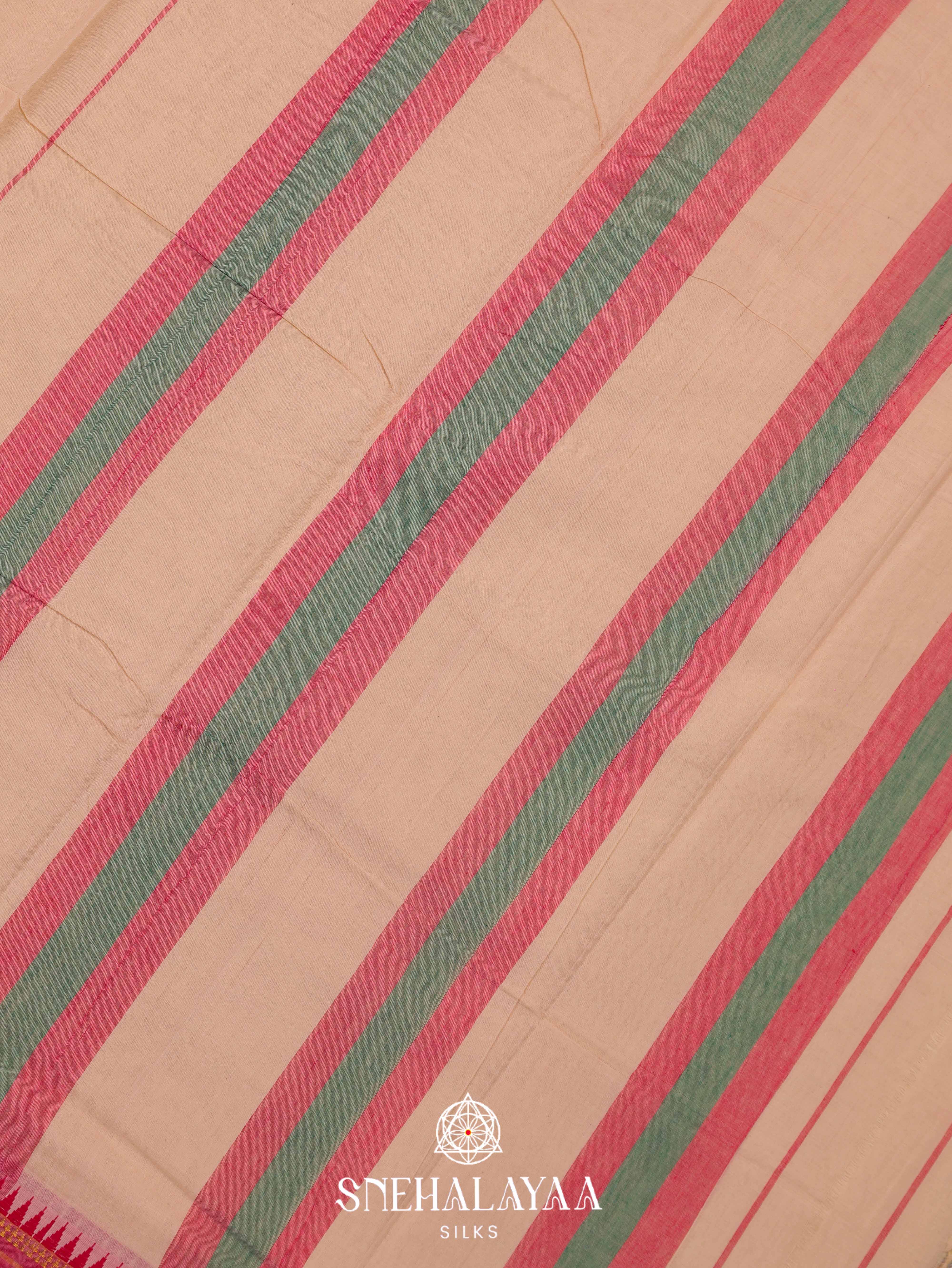 Cream Narayanpet Cotton Saree