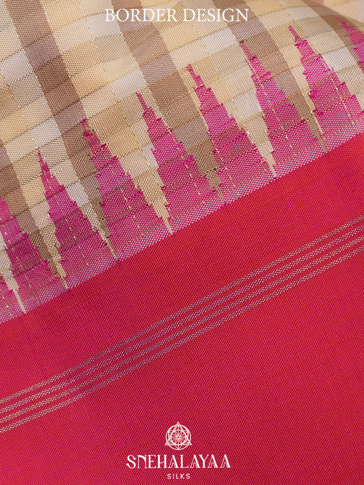Off White or Cream Kanjivaram Silk Saree