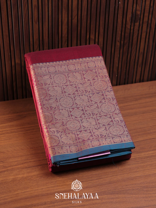 Maroon Kanchi Cotton Saree