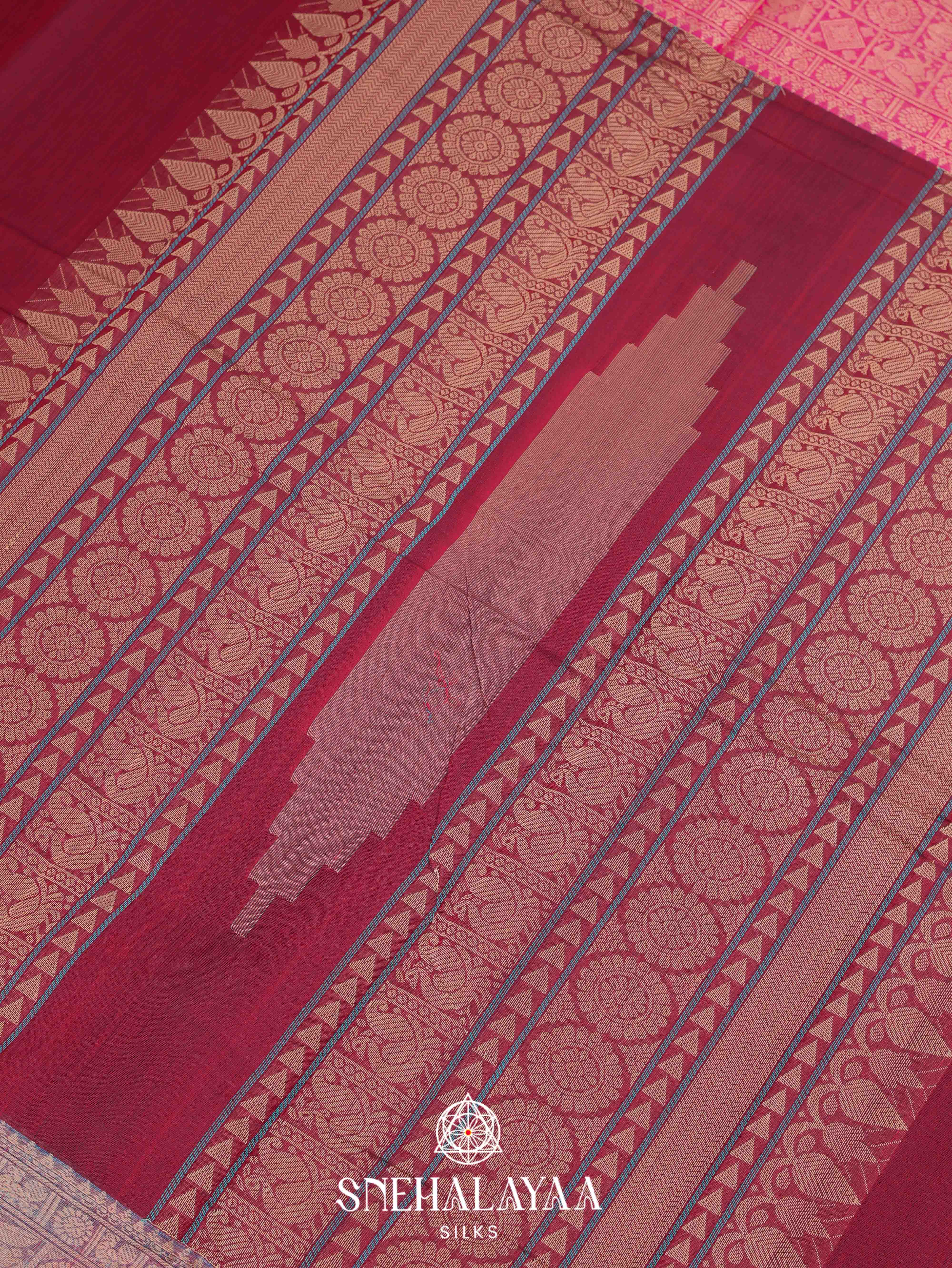 Maroon Kanchi Cotton Saree