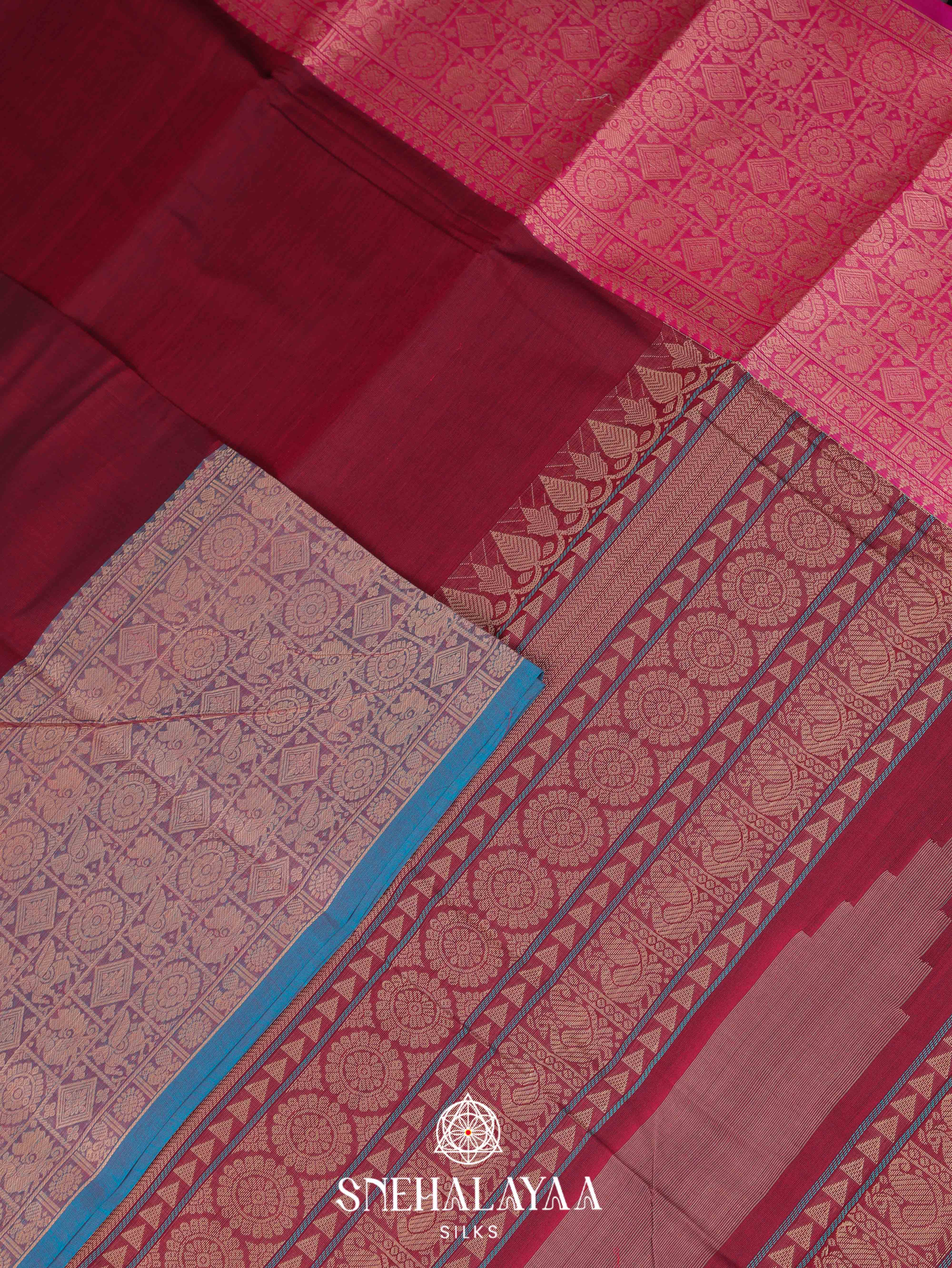 Maroon Kanchi Cotton Saree