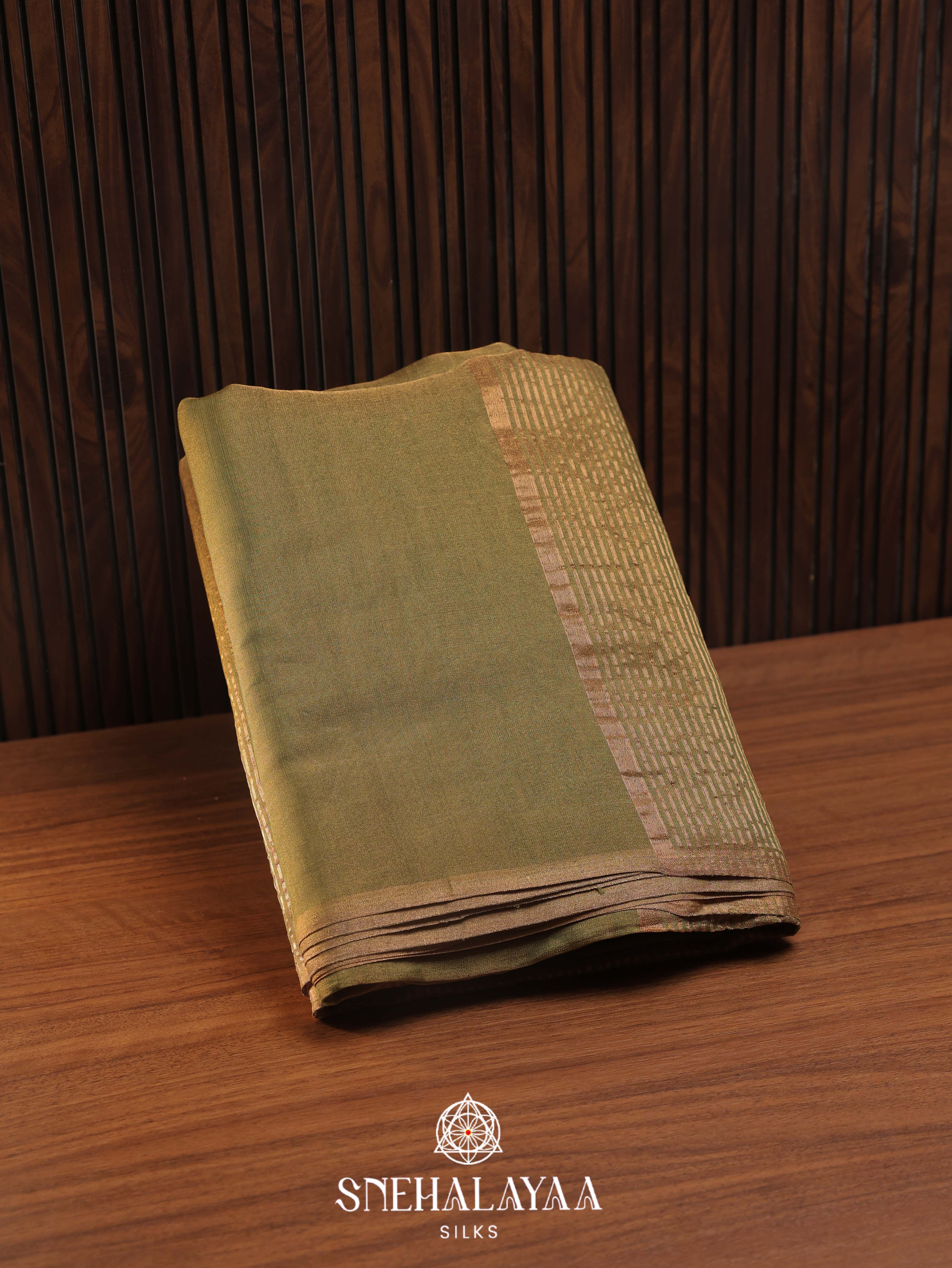 Mehendi Green Maheshwari Silk Cotton Saree