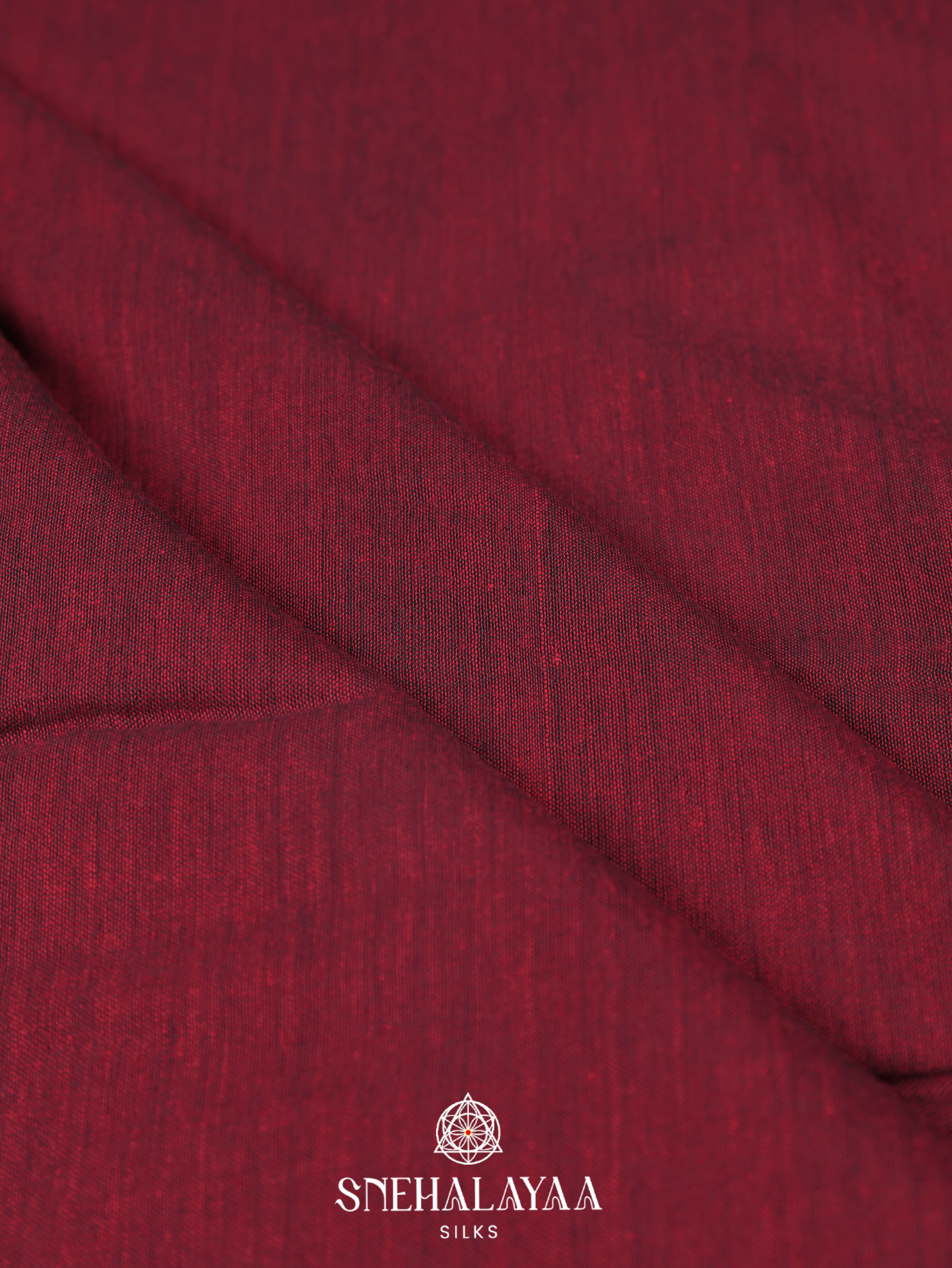 Maroon Khadi Cotton Saree
