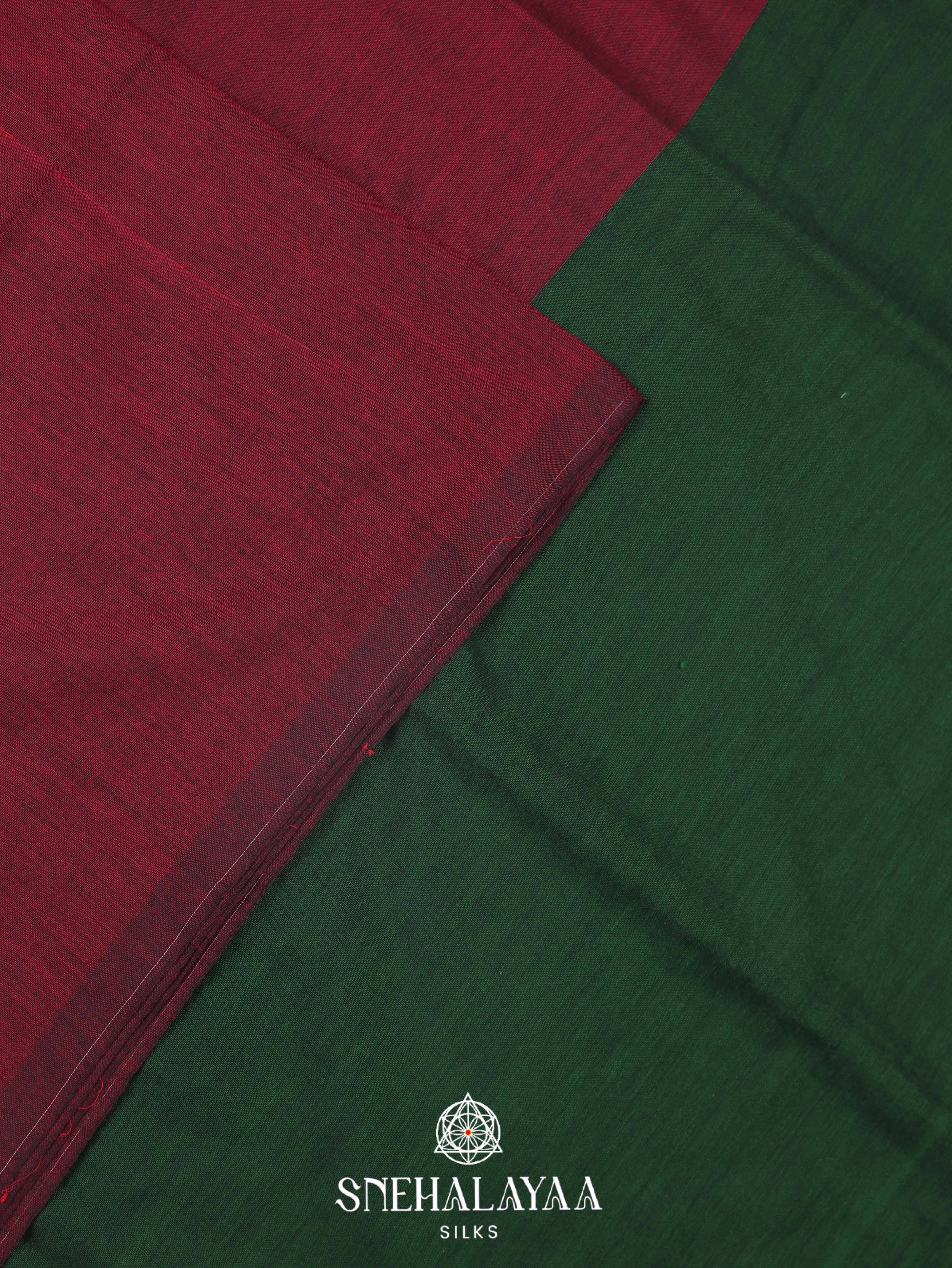 Maroon Khadi Cotton Saree