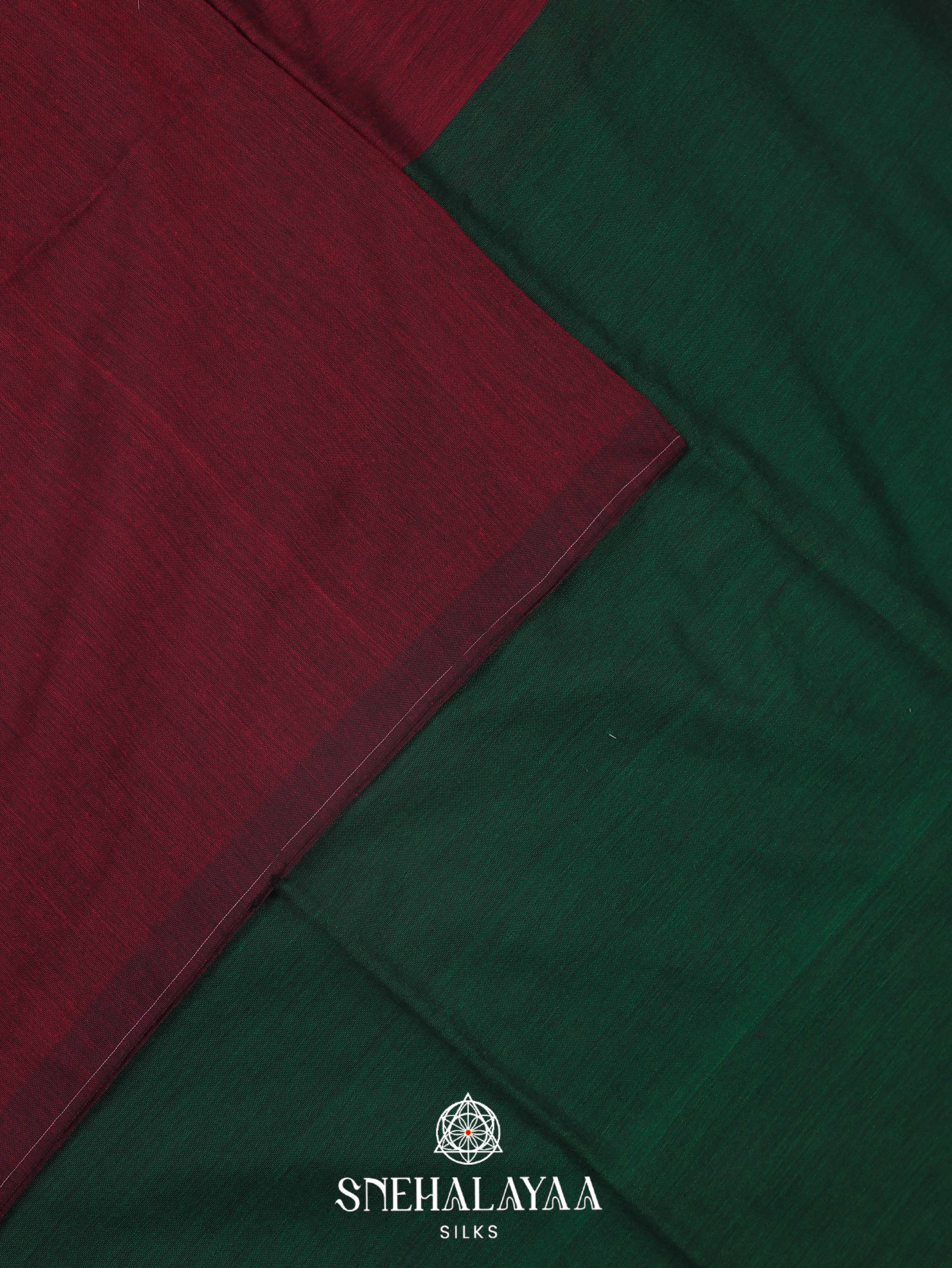 Maroon Khadi Cotton Saree