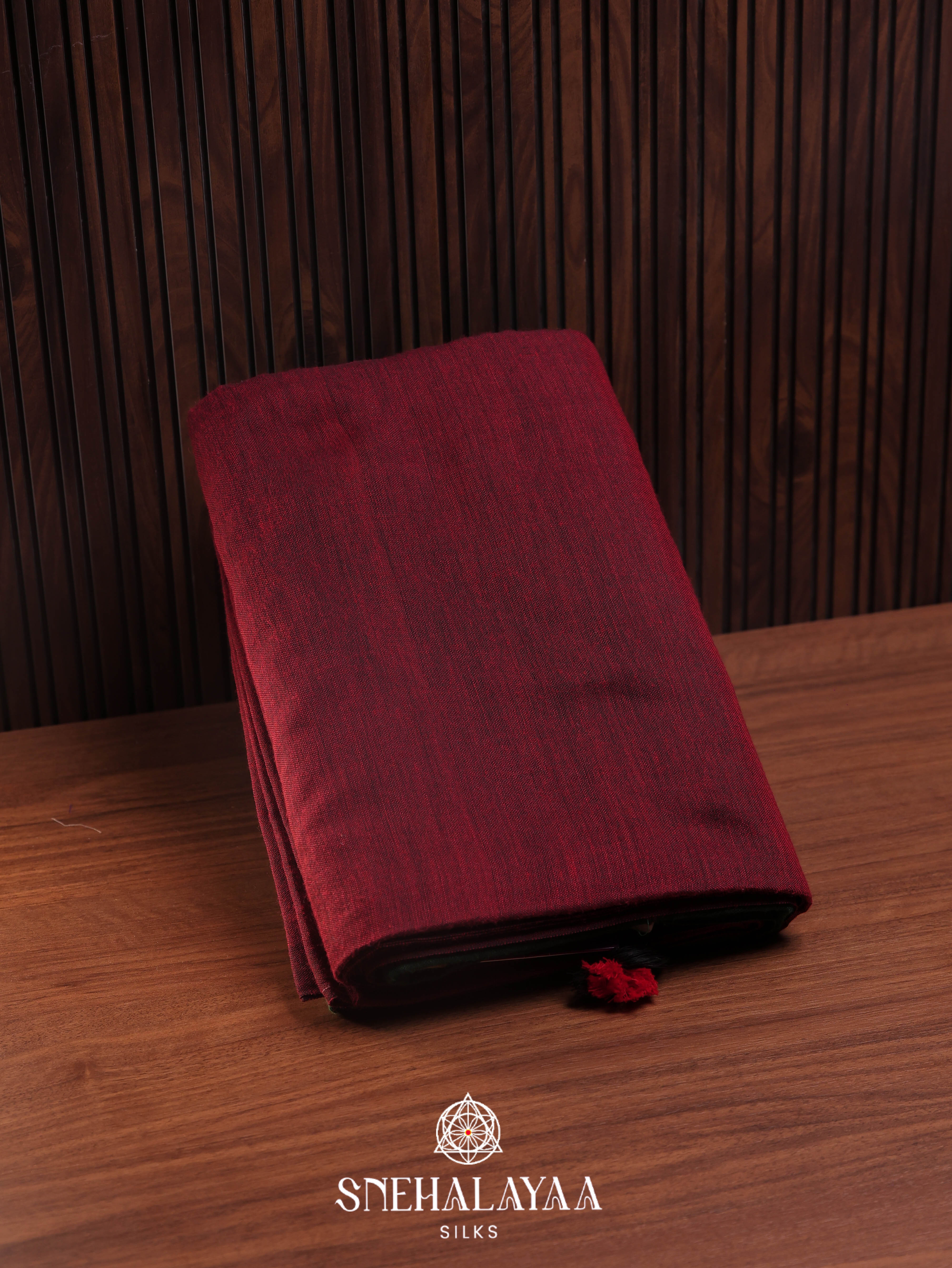 Maroon Khadi Cotton Saree