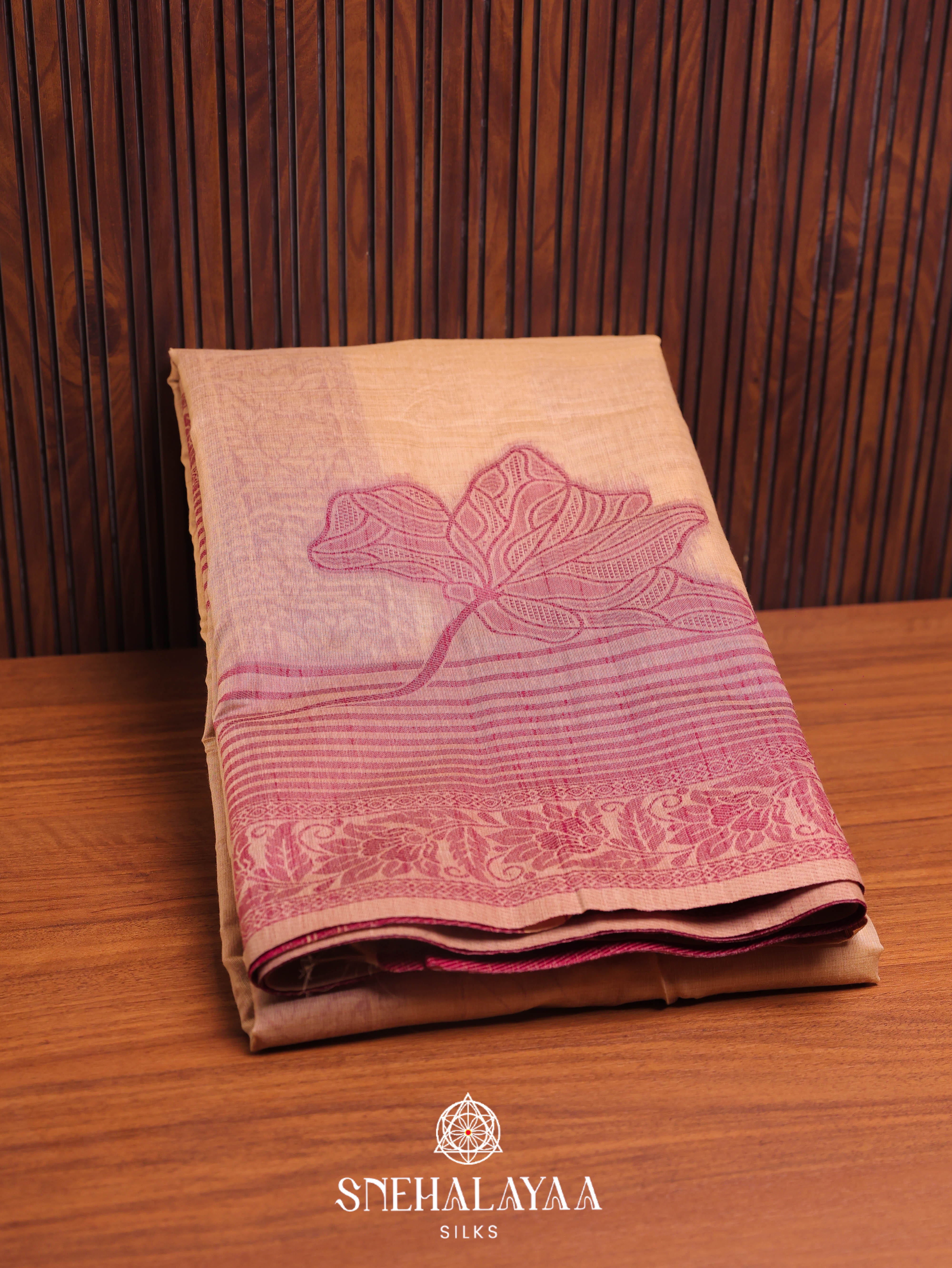 Peach Munga Cotton Saree