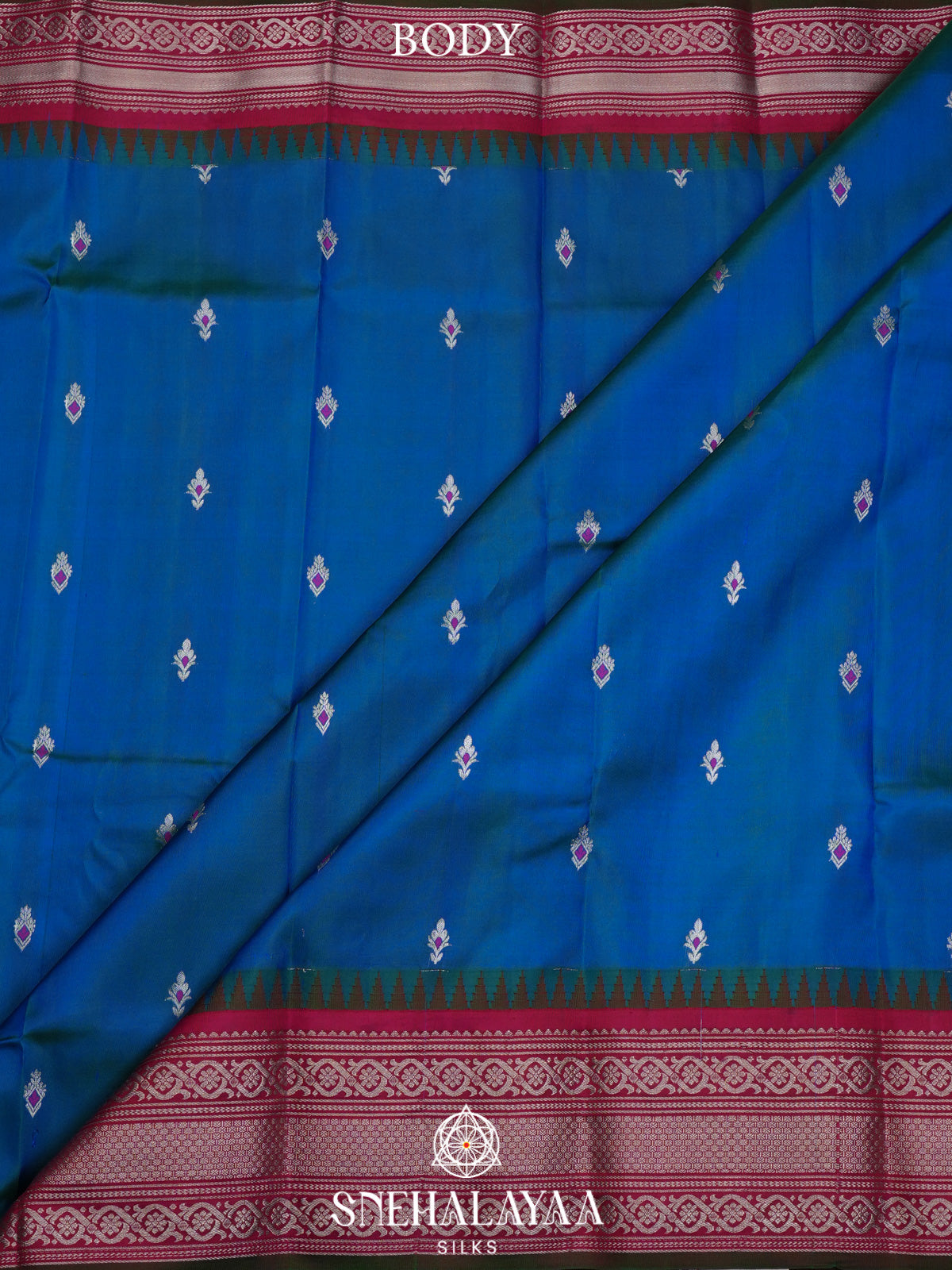 Ink Blue Gadwal Silk Saree