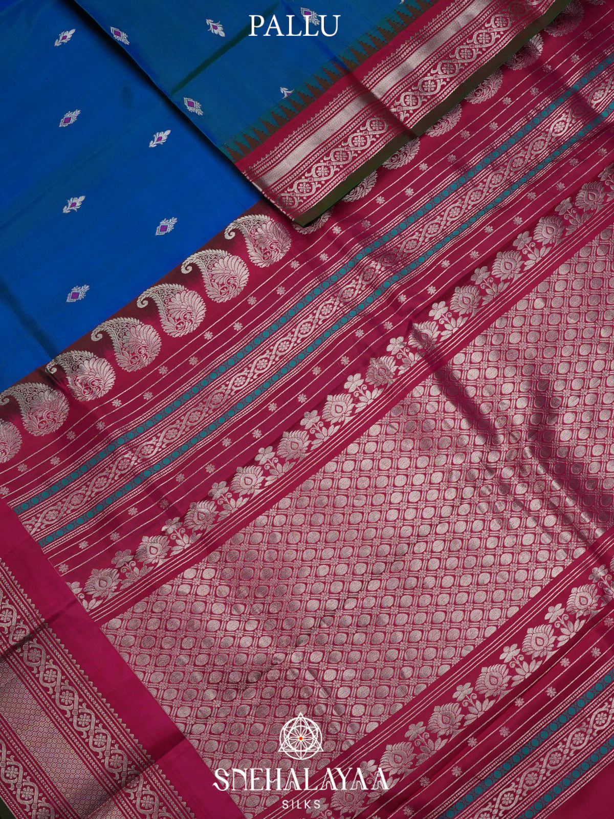 Ink Blue Gadwal Silk Saree