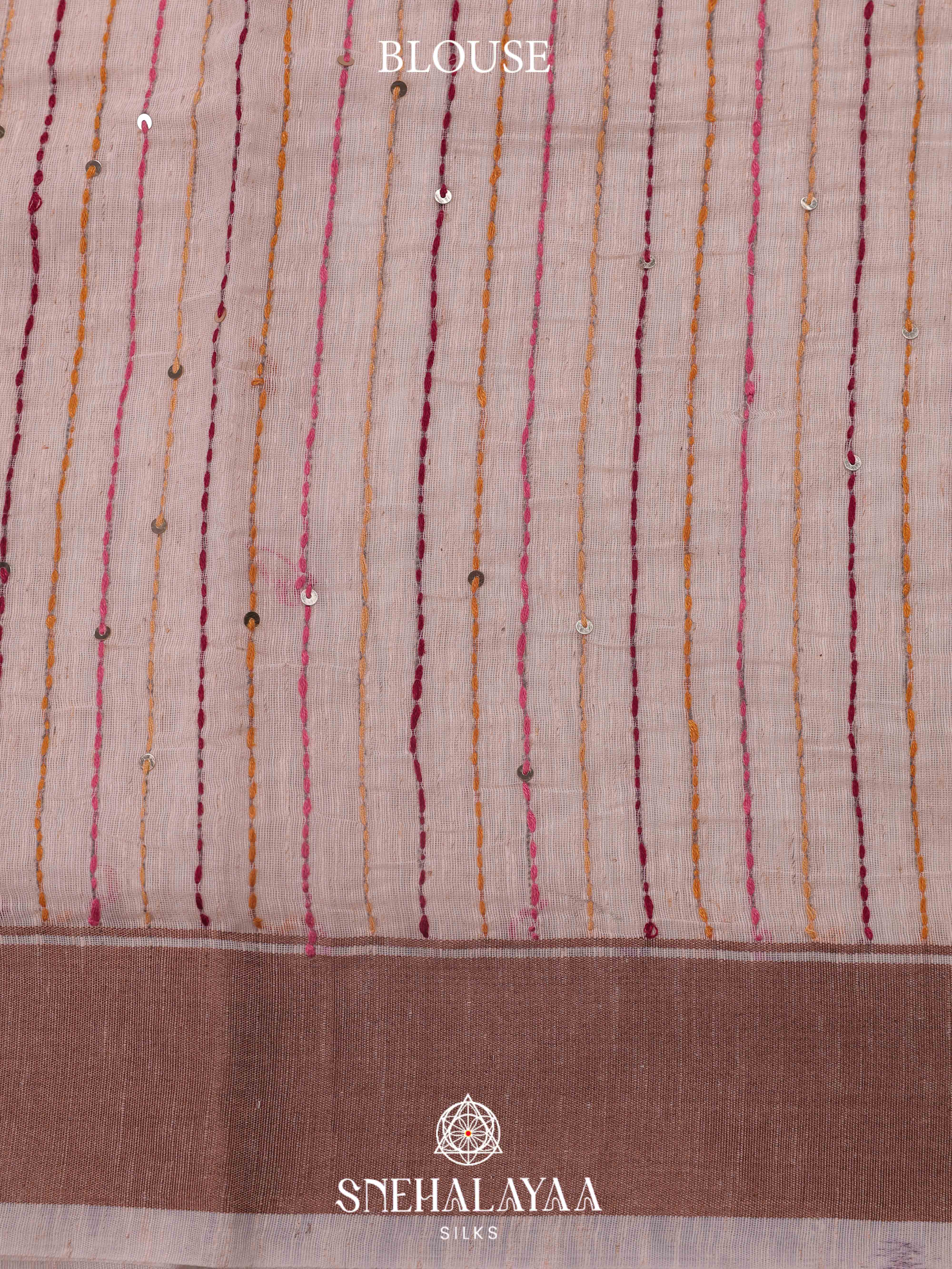 Beige  Linen Cotton Saree