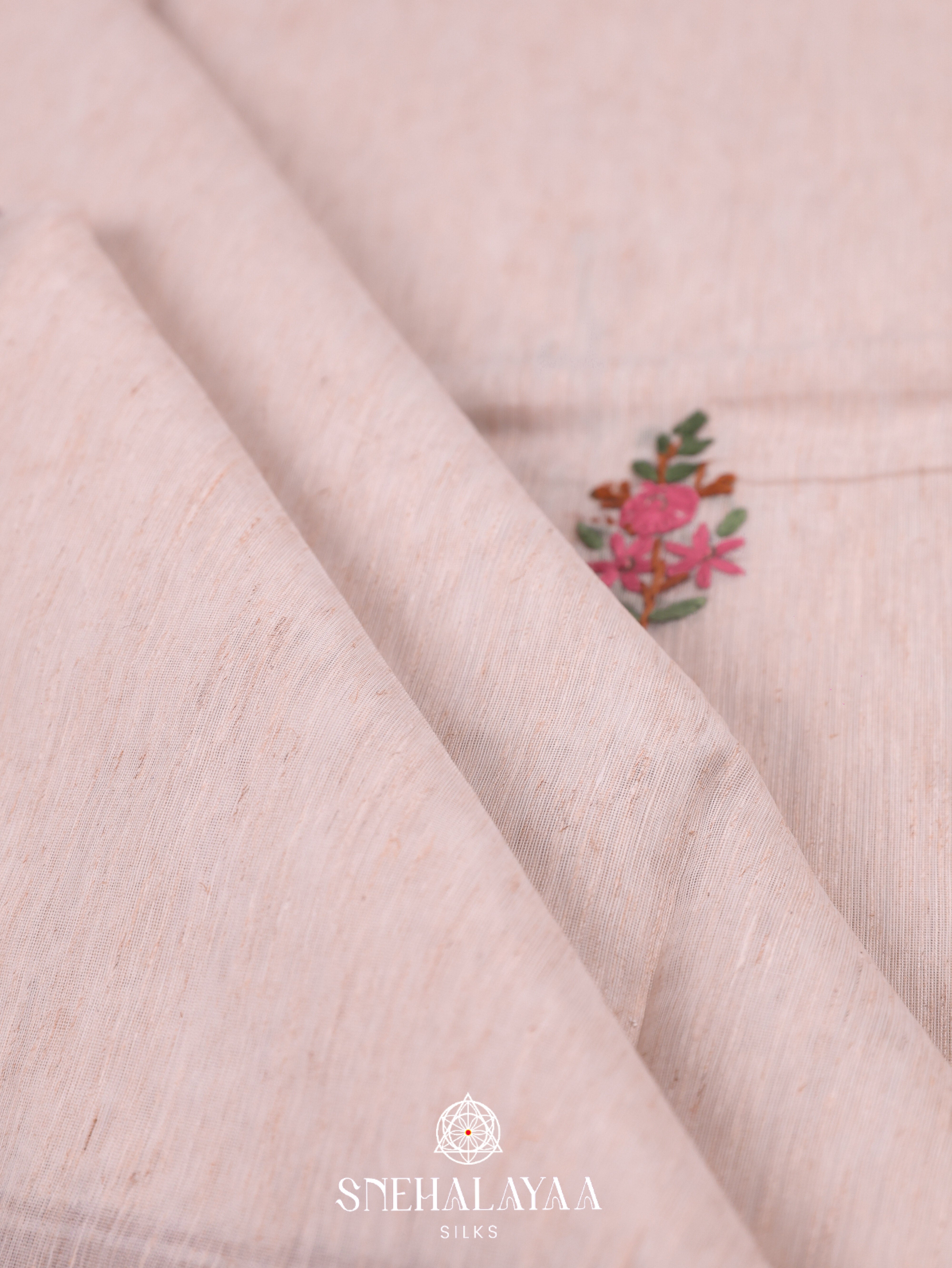 Beige  Linen Cotton Saree