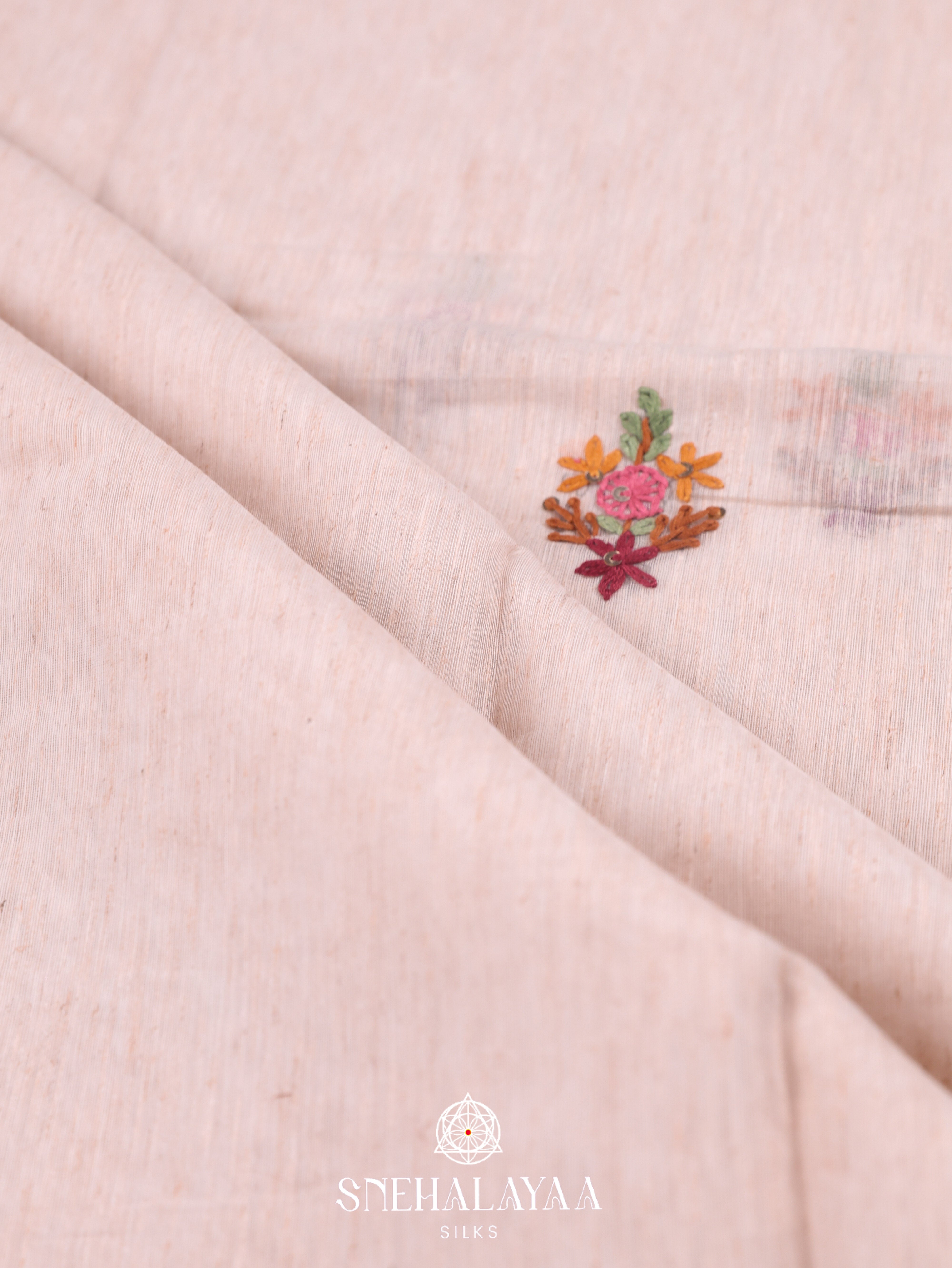 Beige  Linen Cotton Saree