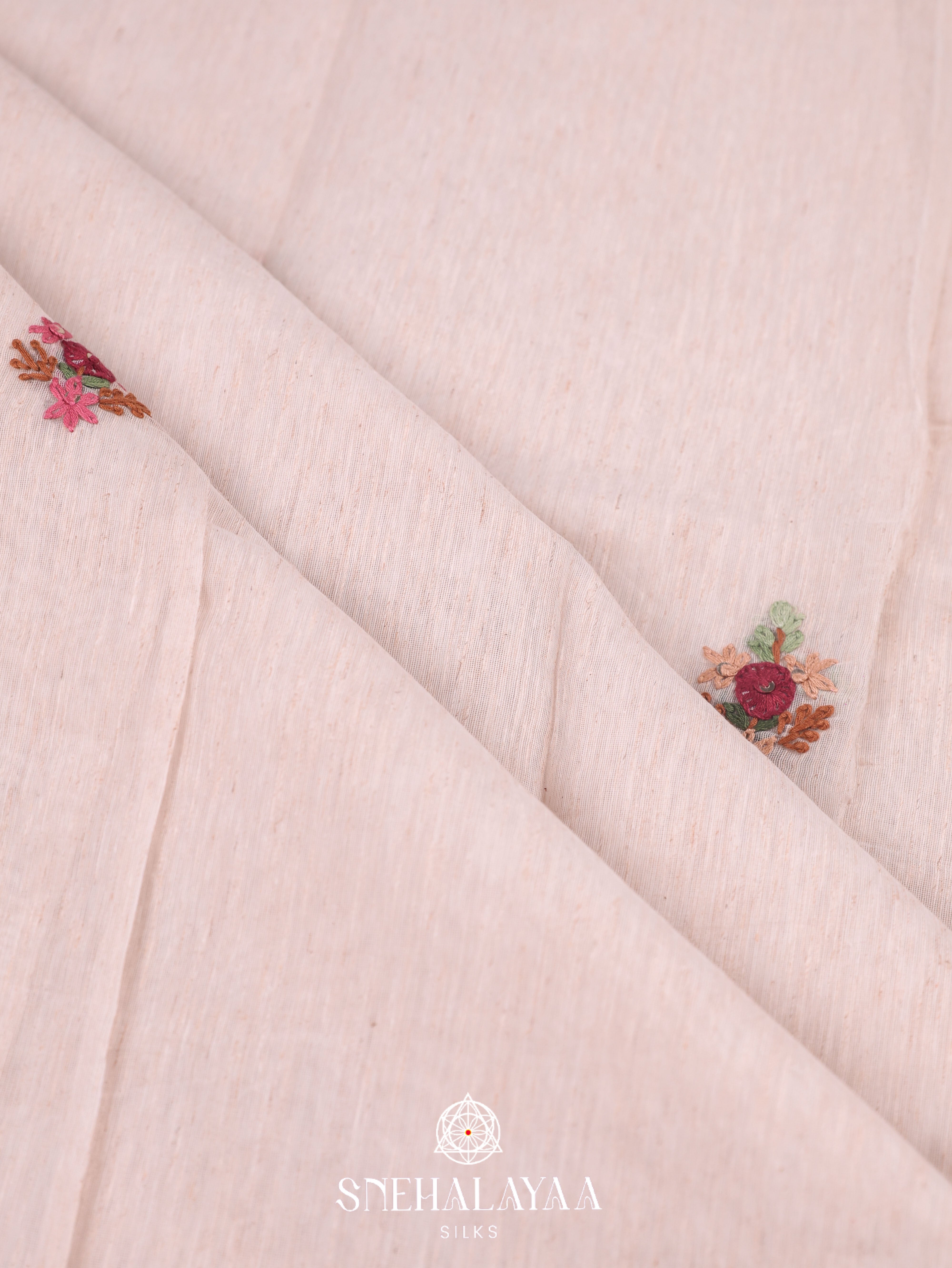 Beige  Linen Cotton Saree