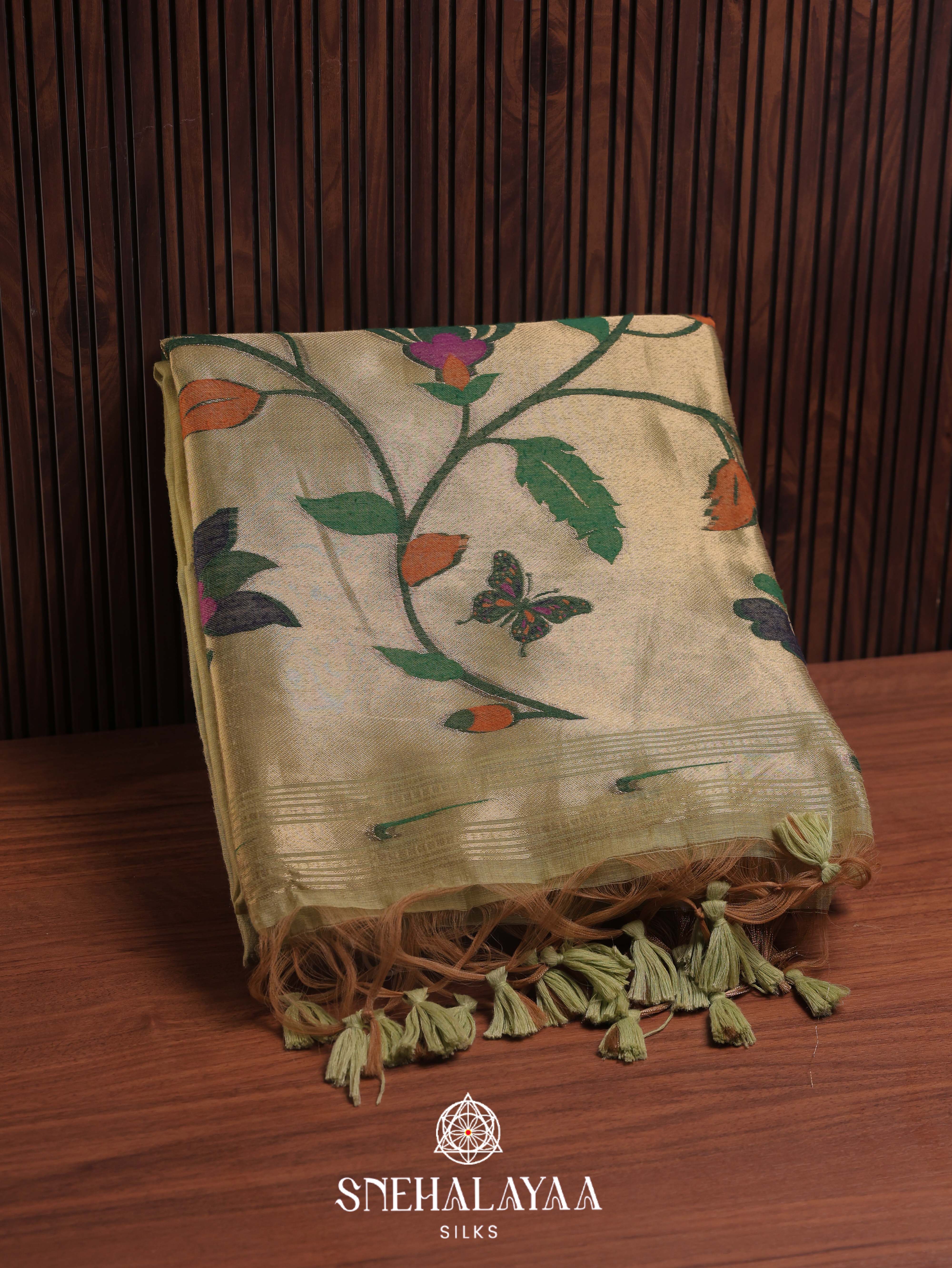 Off White Munga Cotton Saree