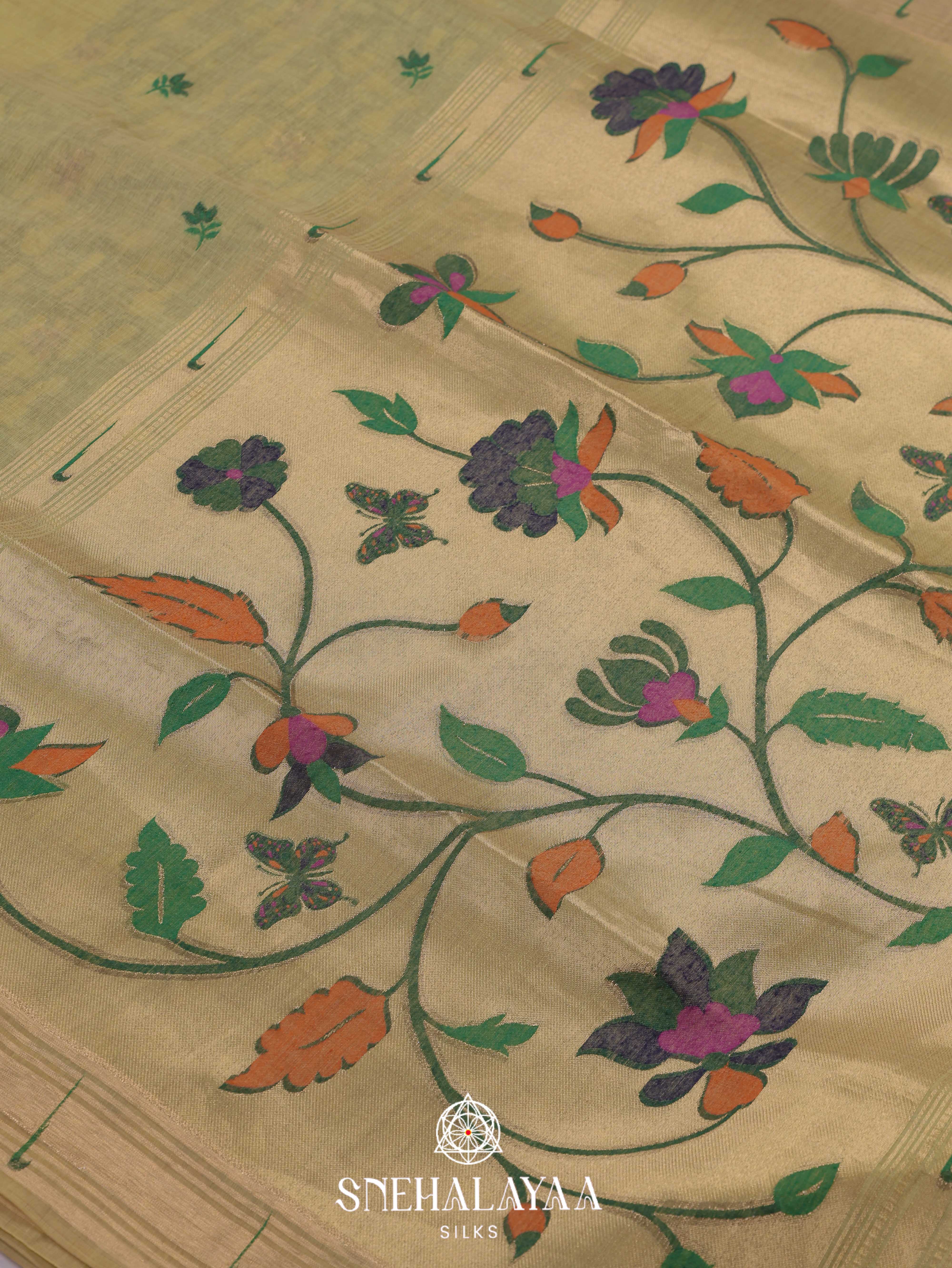 Off White Munga Cotton Saree